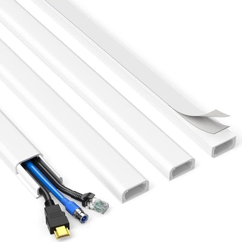 TV Cord Hider, Cord Covers for 2-3 Wires 56.7in L x 0.94in W x 0.47in H White
