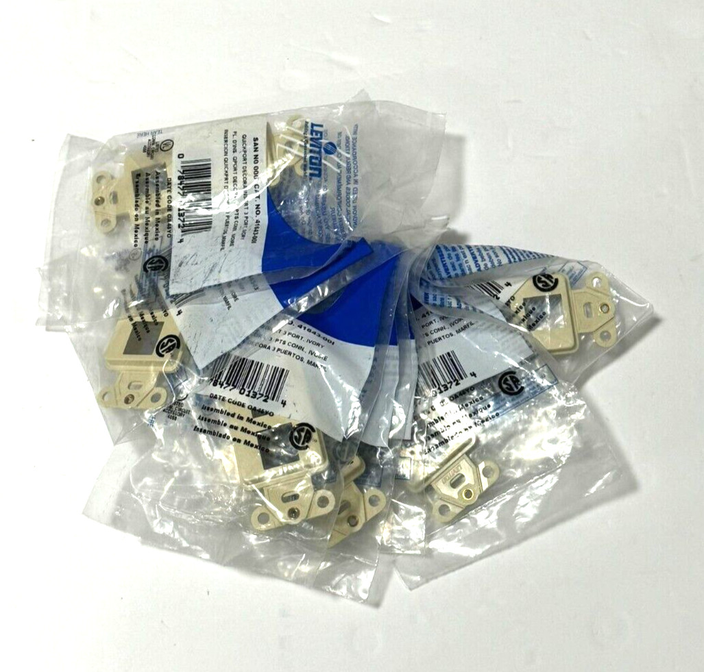 8Pcs Leviton QuickPort Decora Insert, 3-Port, Ivory No Wall plate