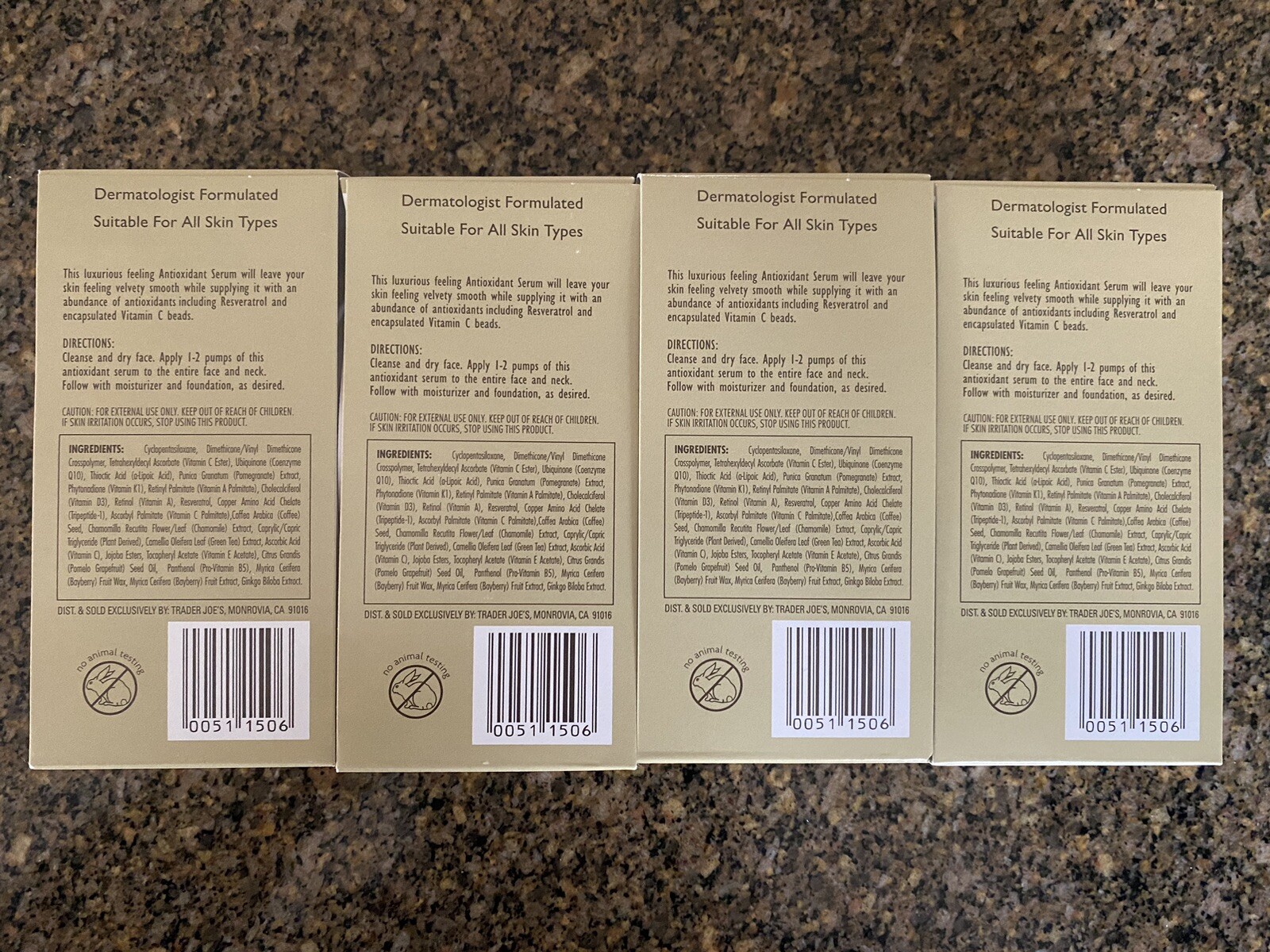 Trader Joe's Nourish Antioxidant Facial Serum (4 Bottles) Vitamin E & Resveratol