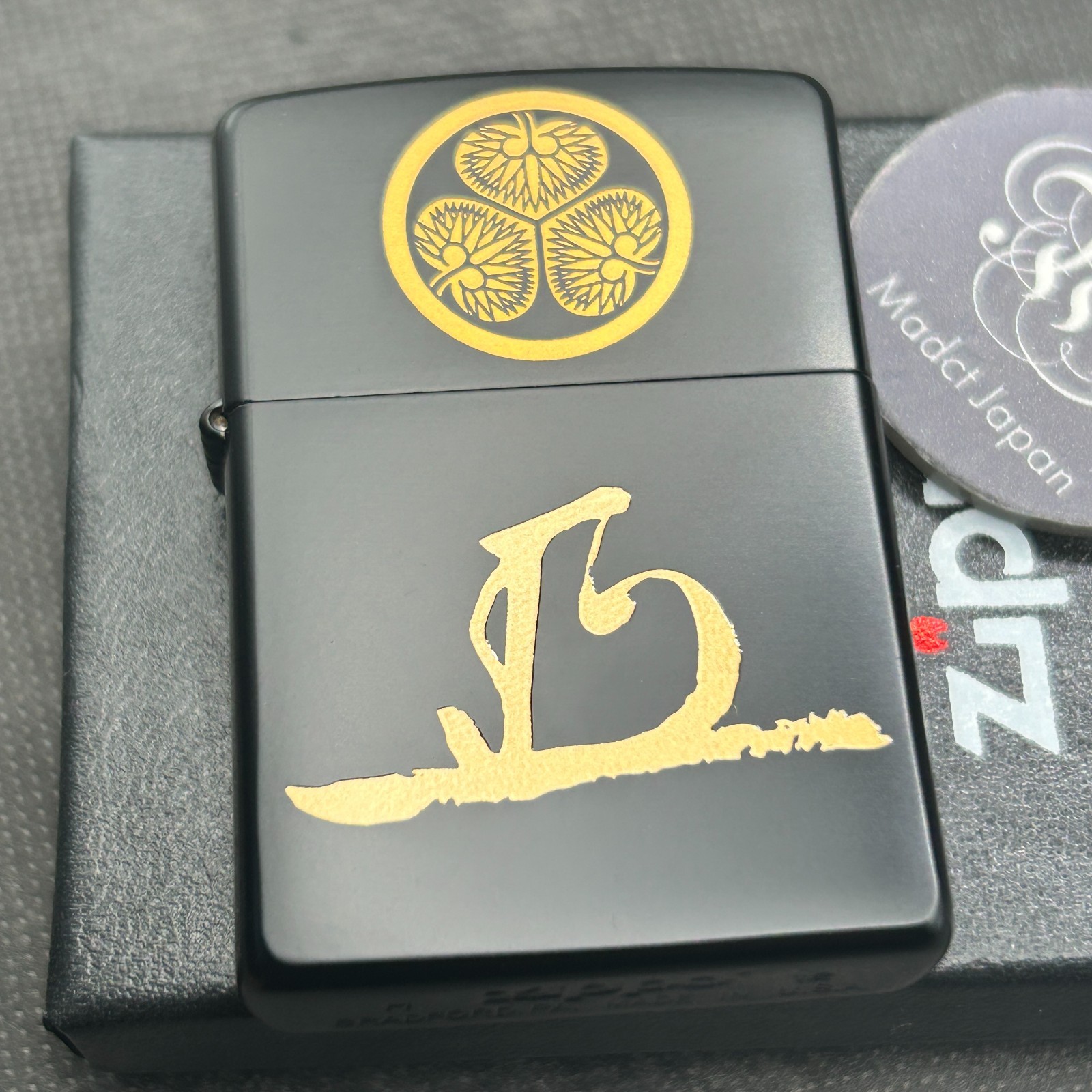 Zippo Oil Lighter Sengoku Warlord Tokugawa Ieyasu Family Crest Regular Case