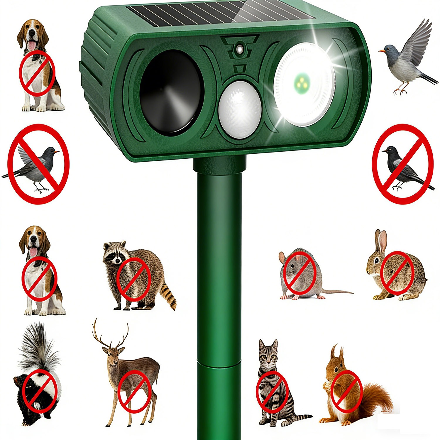 Ultrasonic Animal Repeller Solar Motion Activated Critter Repellent Farm Garden