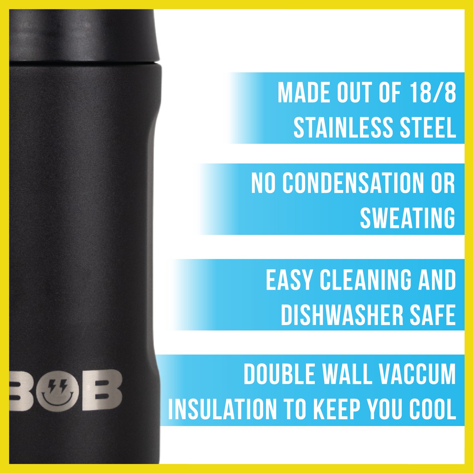 Bob The Cooler - 12oz Slim "Bob's Chillin" Can Insulator - Sleek Design (Black)