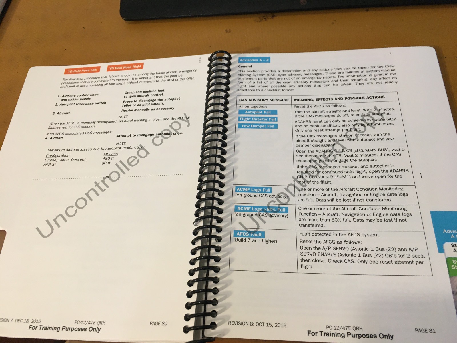 Pilatus PC-12/47E QRH Emergency Prochedures Handbook