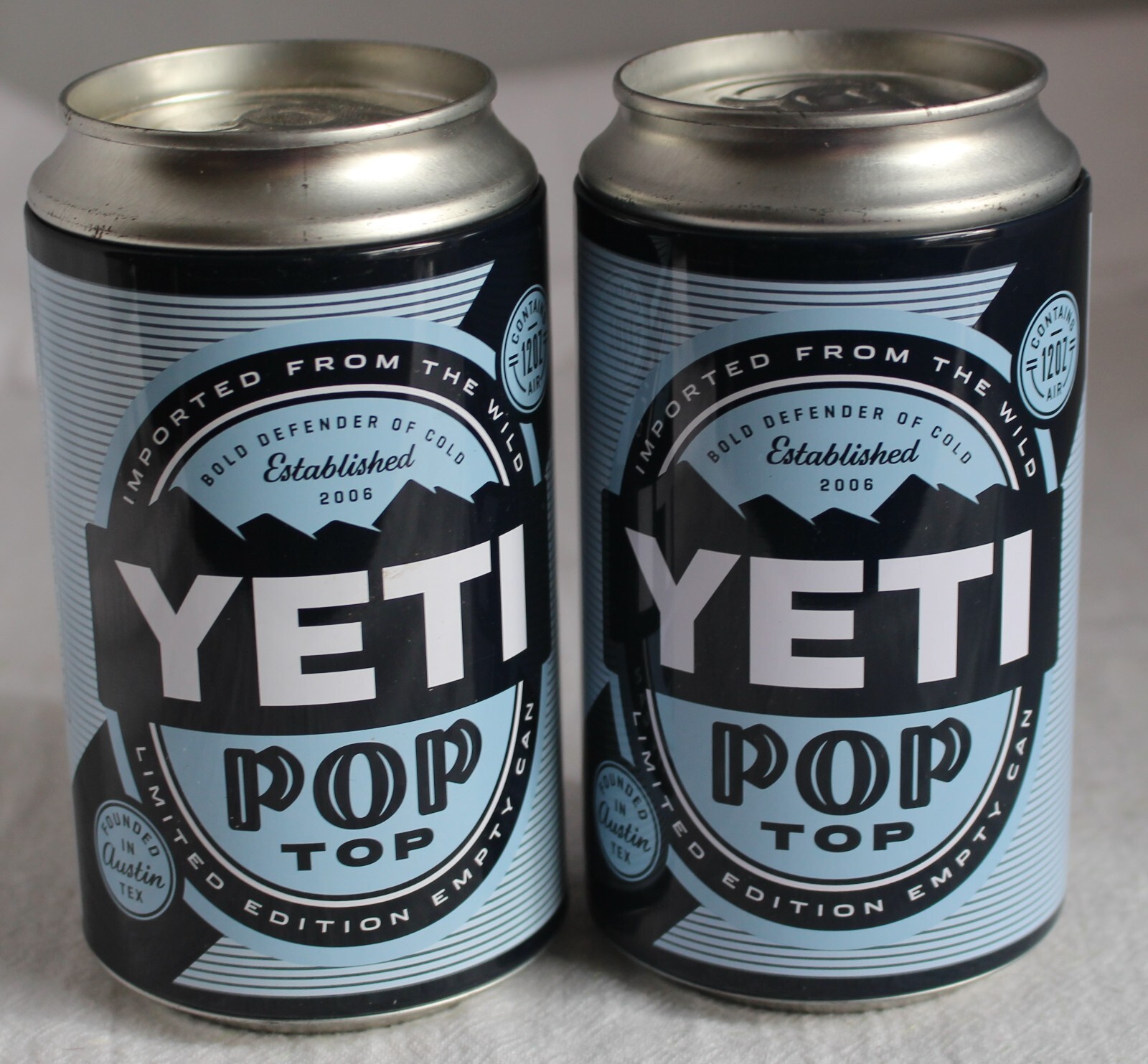Two YETI Pop Top Limited Edition "Empty Can" Storage Stash Cans