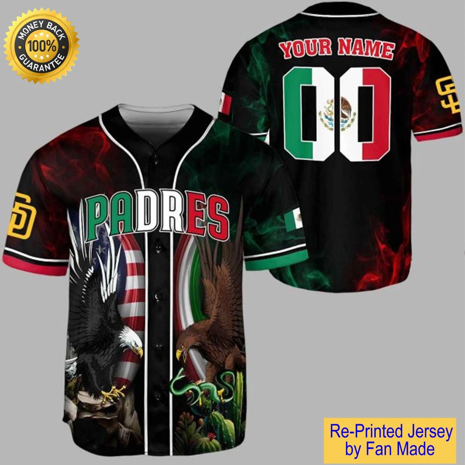 Custom Name - Padres Mexican Heritage Night Giveaway Jersey - All Size