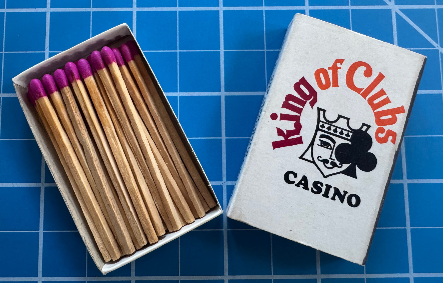 Vintage King of Clubs Casino Sparks NV Matchbox • Full, Unstruck