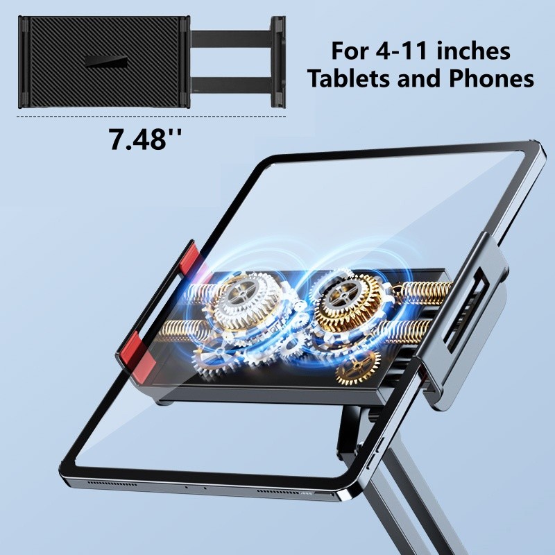69'' Tablet Floor Stand Overhead Bed Phone Stand Angle Height Adjustable Holder