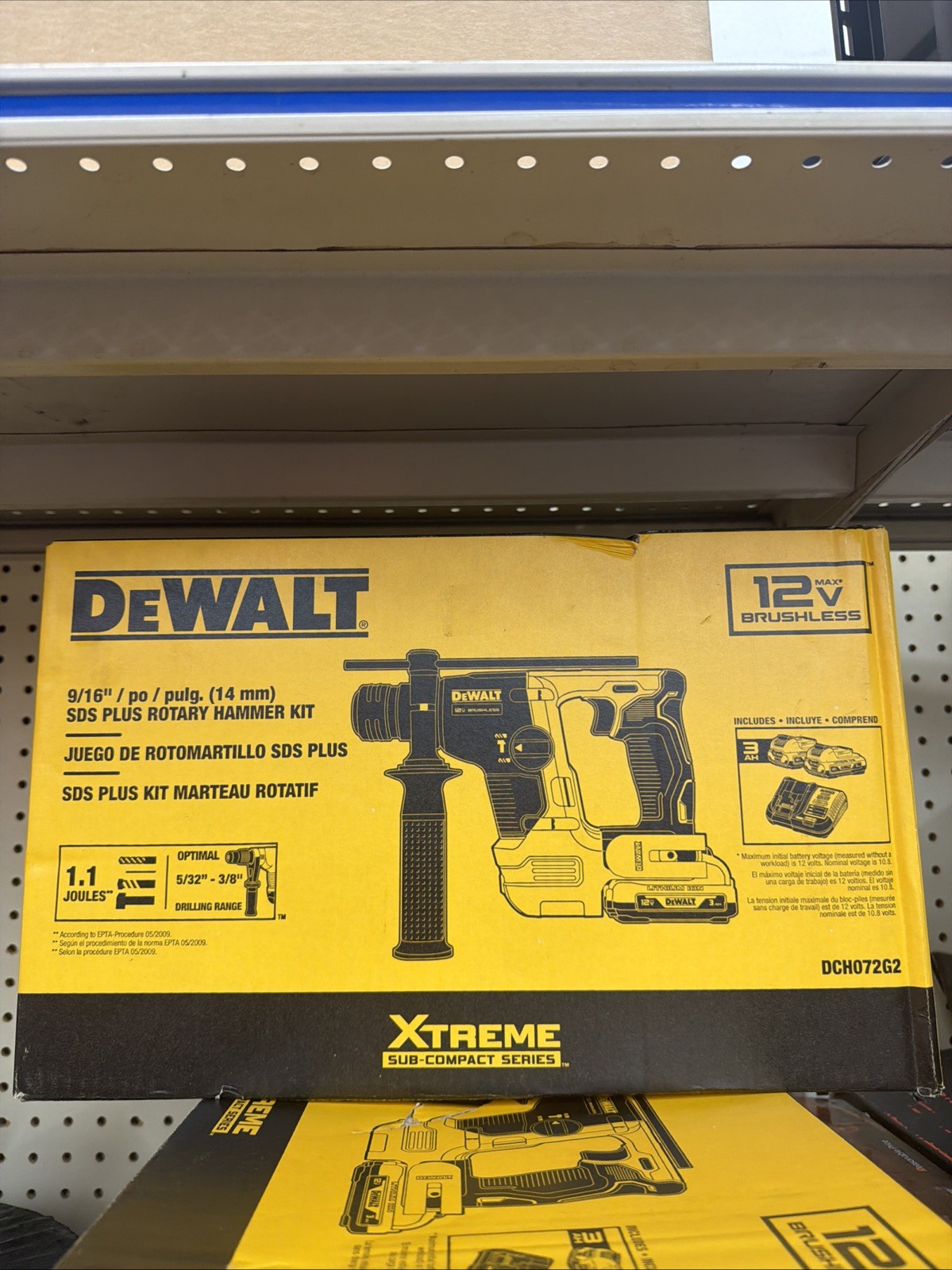 DeWalt DCH072G2 12V MAX BRUSHLESS  9/16" SDS PLUS Rotary Hammer KIT (XTREME)