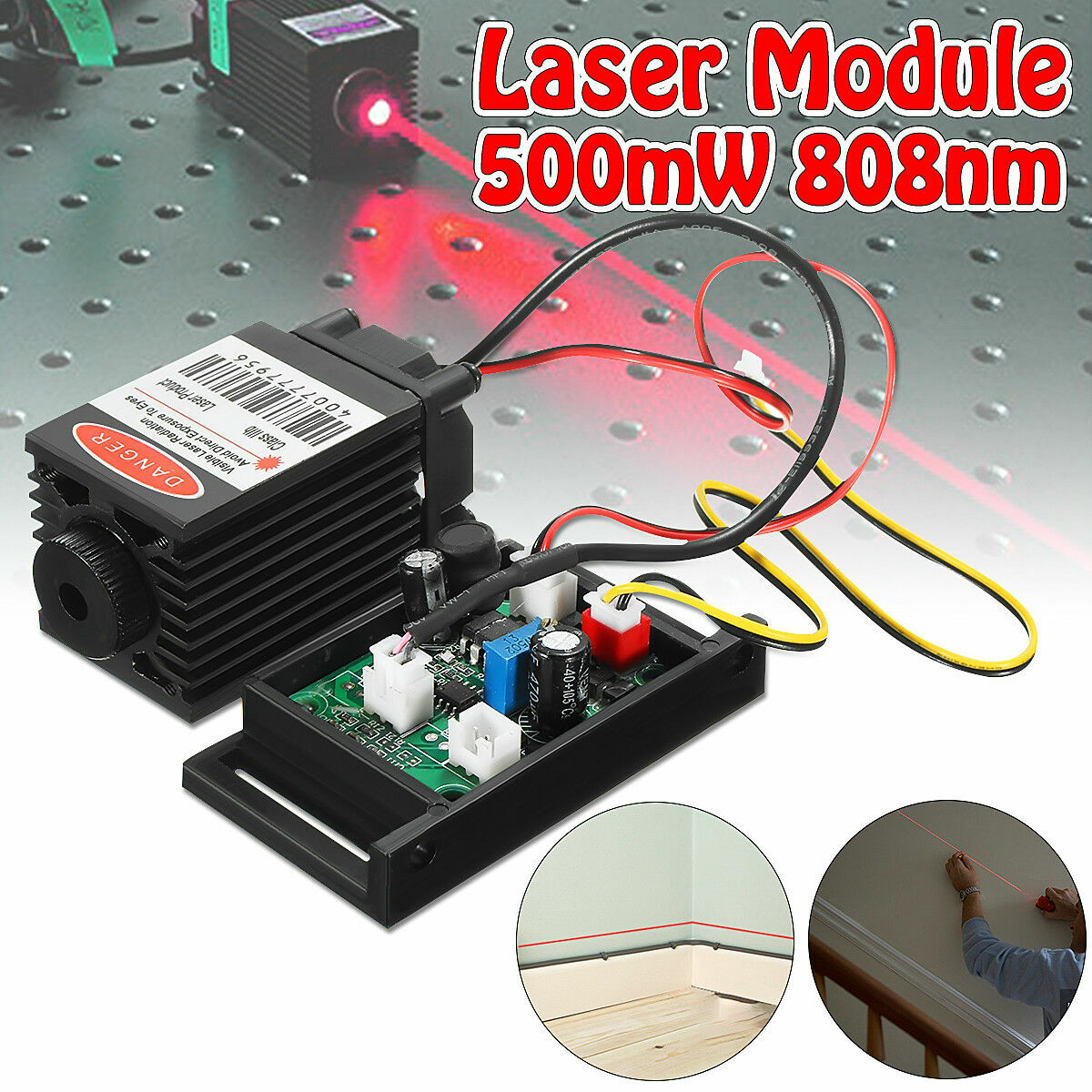 Focusable Red 500mw 808nm Infrared IR Laser Diode Dot Module 12V+TTL+Fan Cooling