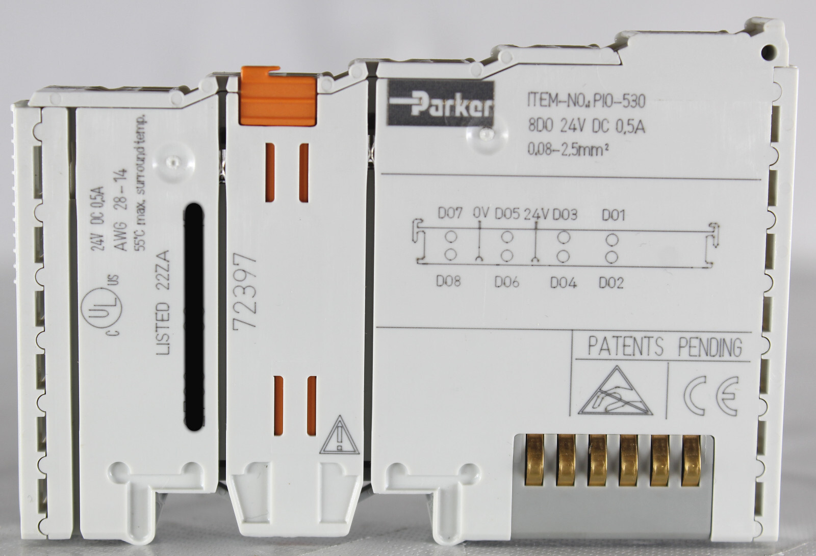 Parker PIO-530 8 Port Digital Output Module 24V DC .5A .08-2.5mm