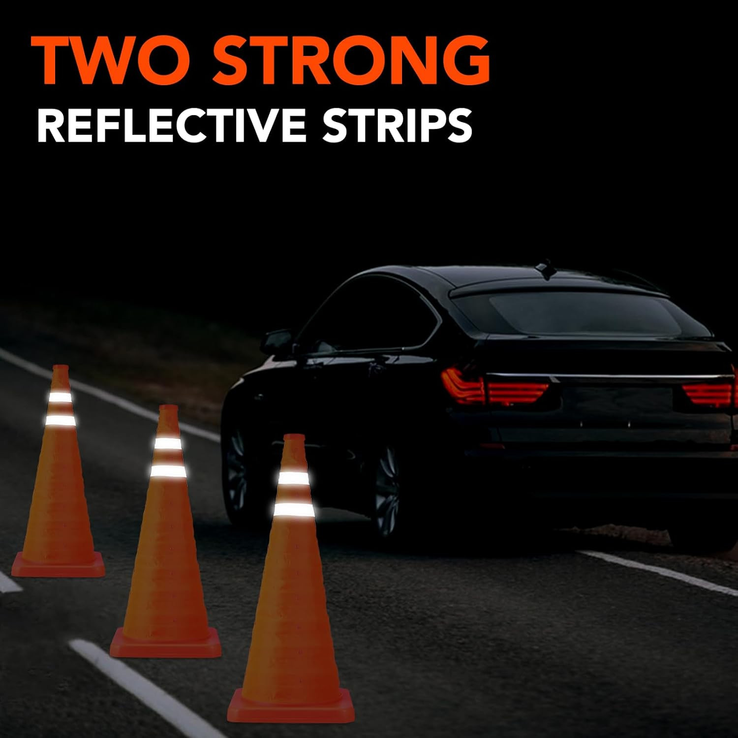 2 Pack 28" Collapsible Traffic Safety Cones - Reflective Parking Training