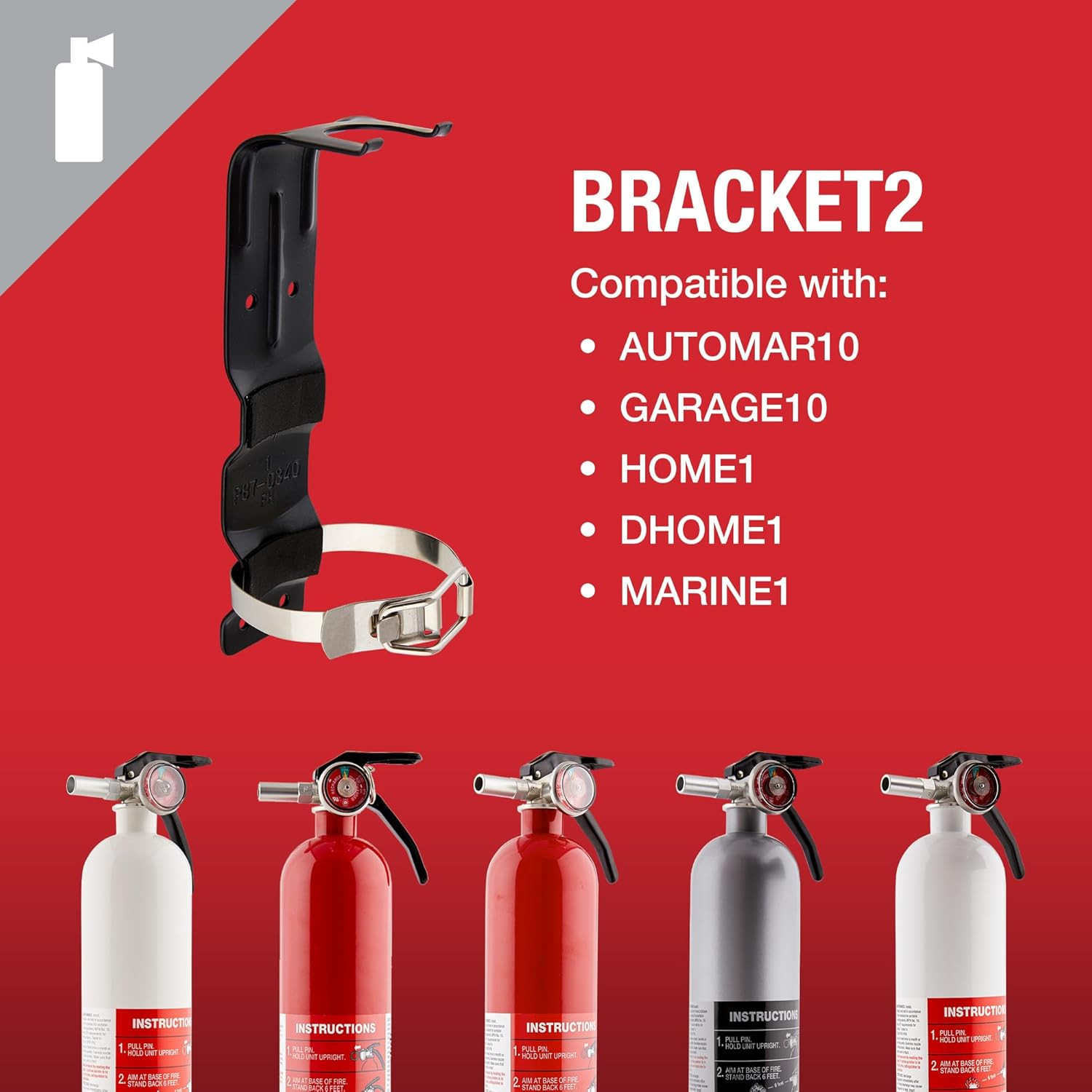 BRACKET2 Replacement Fire Extinguisher Bracket,Black