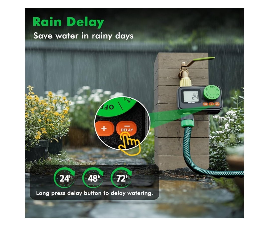 Restmo Remote Control Water Timer Model 0-HT-1A-RF, BSP/NH Thread
