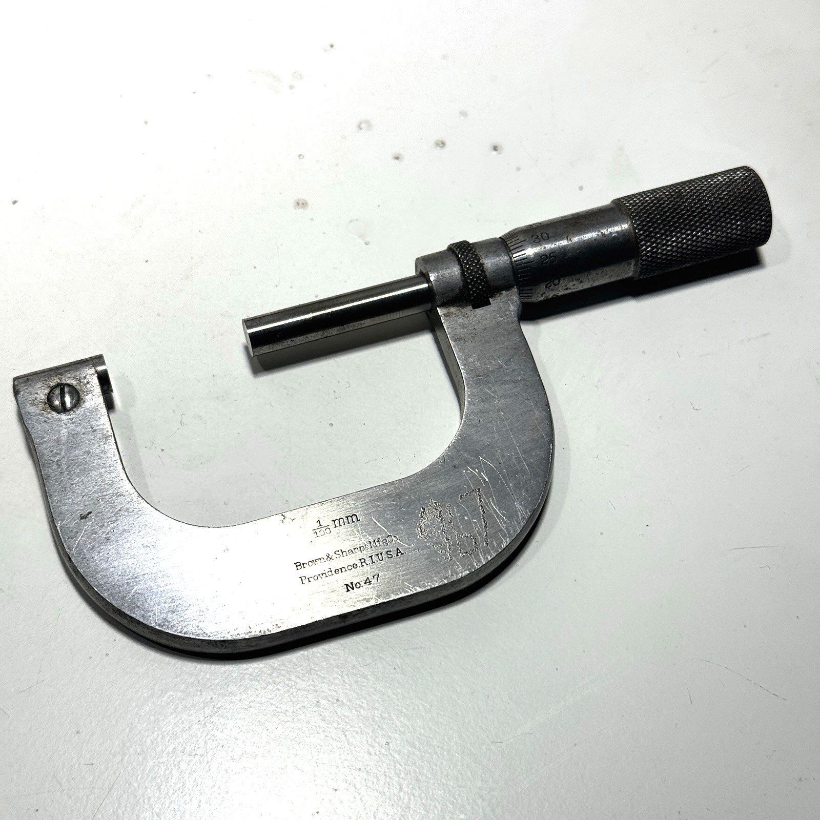 Antique Brown & Sharpe No. 47 Micrometer 1/100mm Metric PATENT 1902 *READ