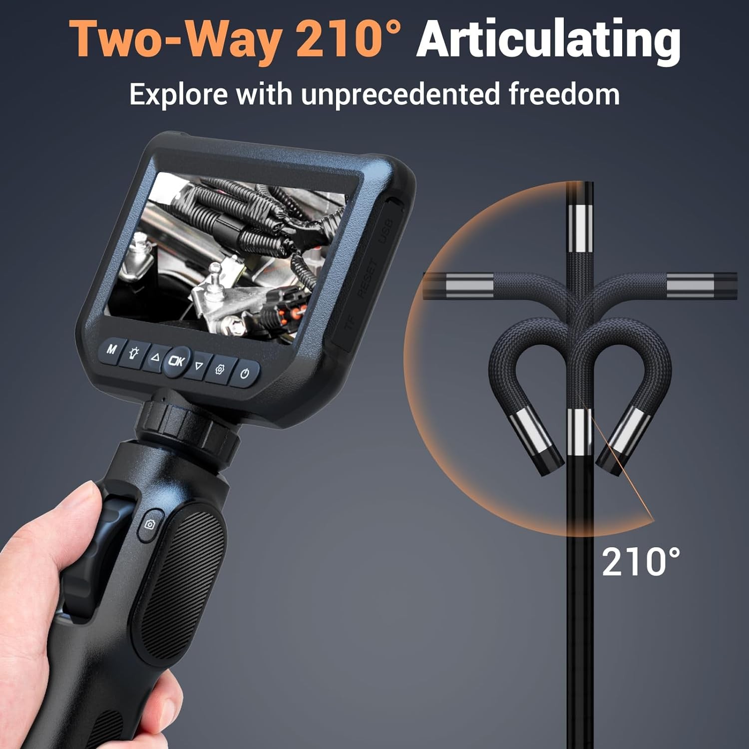 Two-Way Articulating Borescope Camera Endoscope Camera Inspection With 32GB Card
