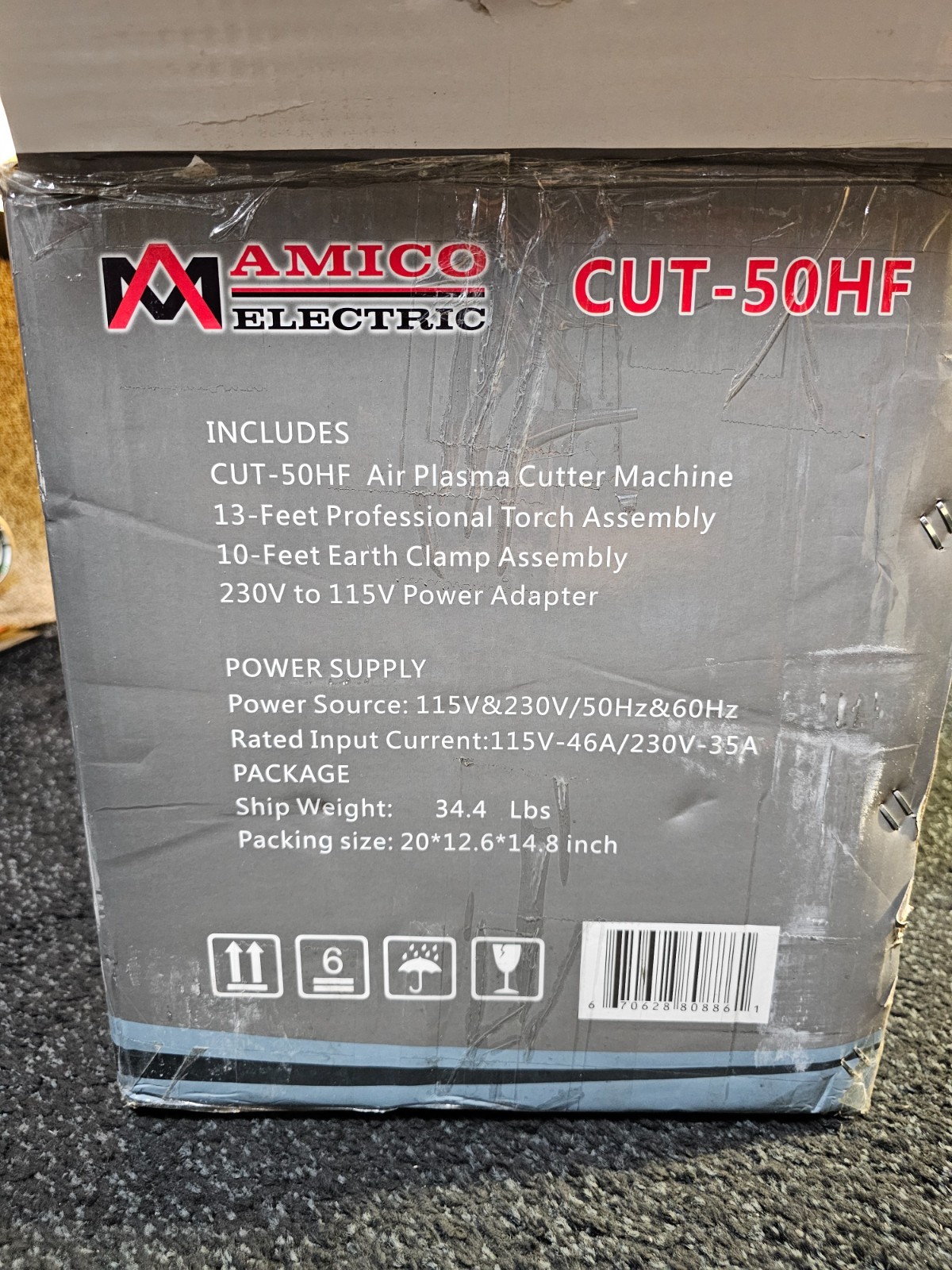 Amico CUT-50HF, Pro. 50 Amp Non-touch Pilot Arc Plasma Cutter, 100-250V Cutting