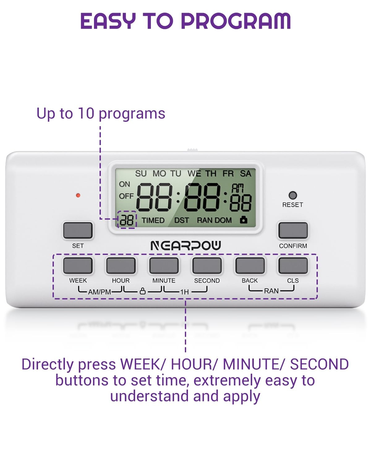 2 Pack Digital Timer Dual Outlets Programmable 10 On/Off 24 Hour 7 Day Plug