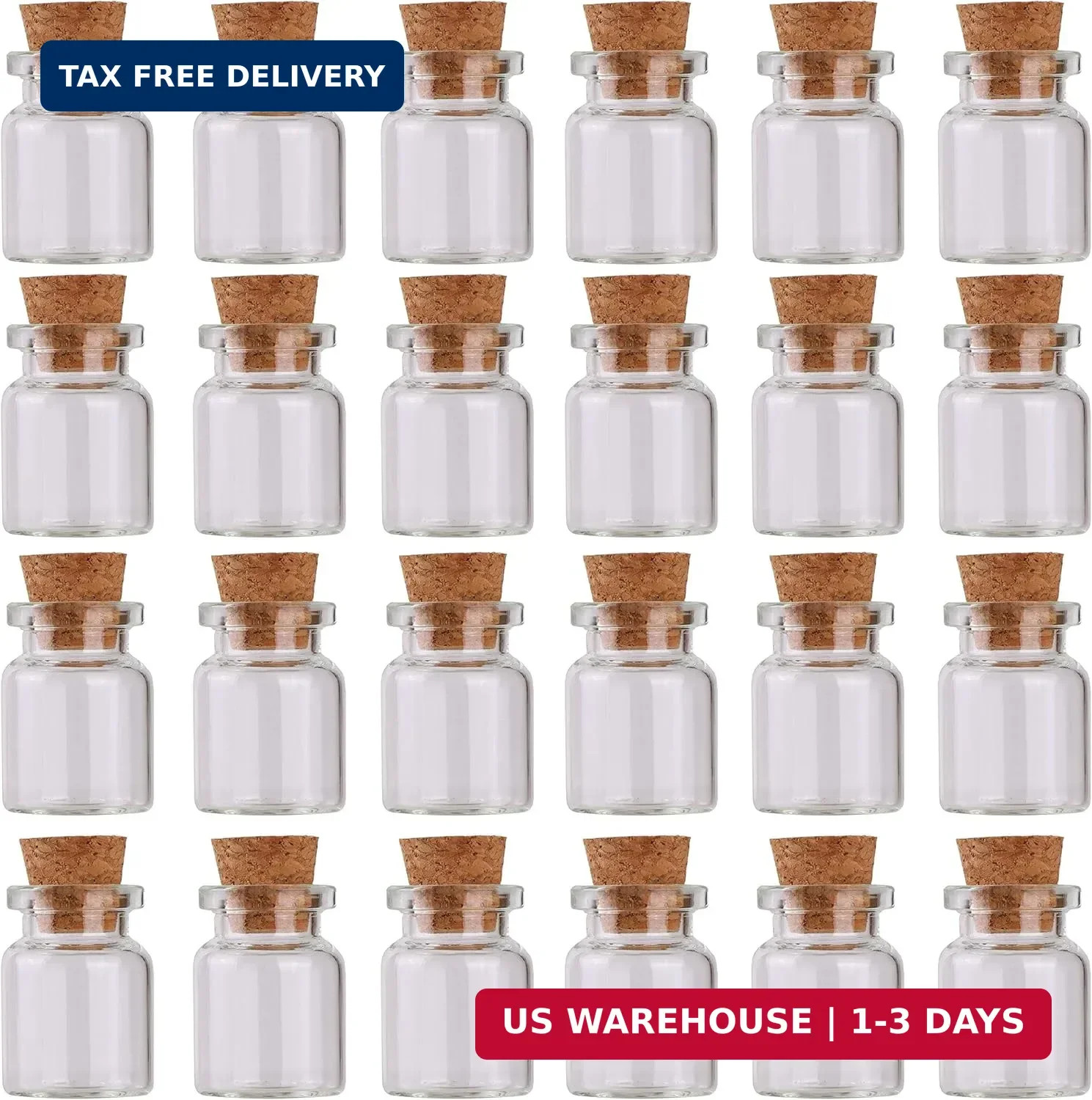 MaxMau 24pcs Mini Glass Bottles with Cork Stoppers 5ml DIY Art Crafts Storage Co