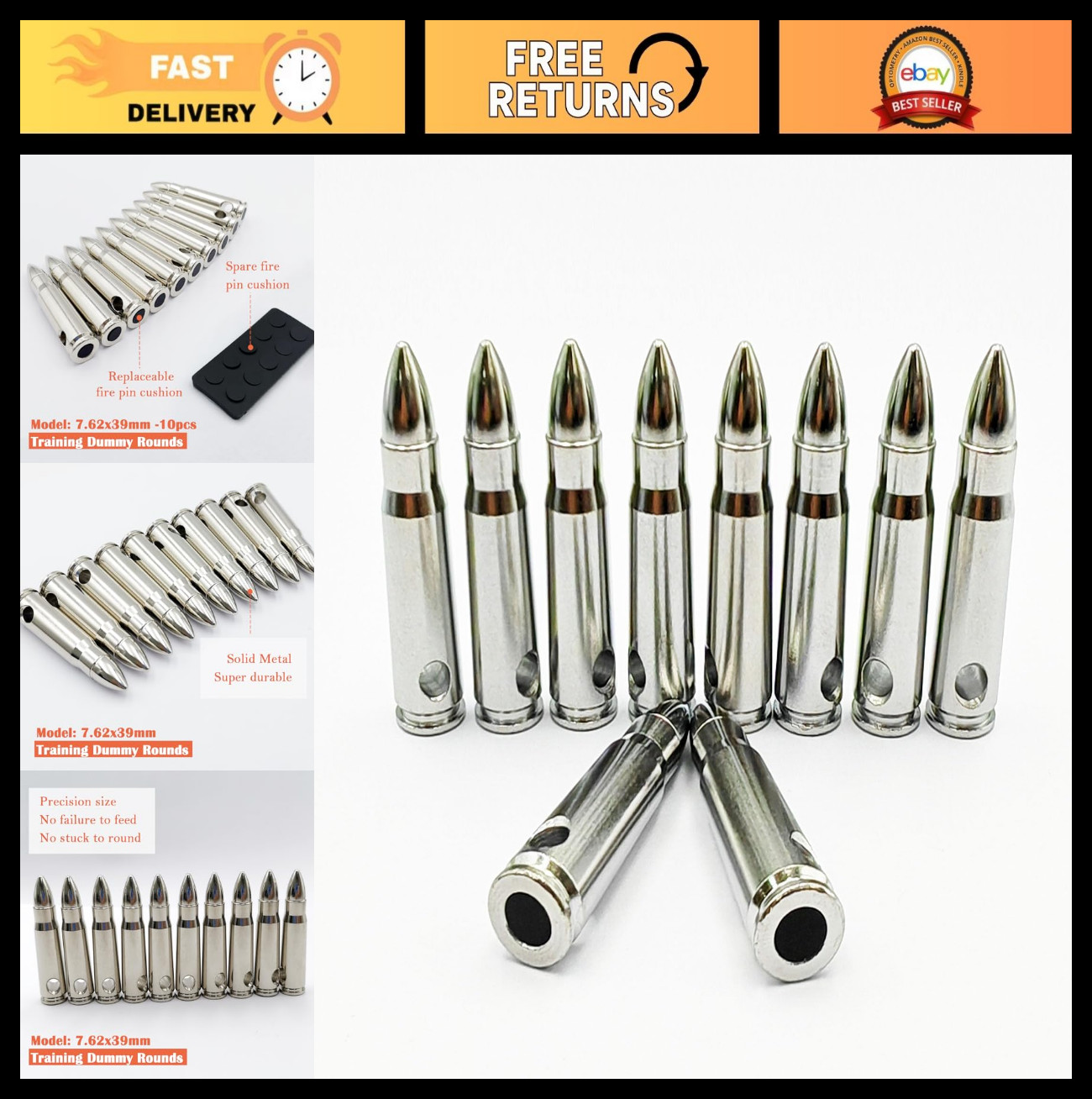 Steel Dummy Rounds for Dry Fire Training - Action Trainer Snap Caps, Safety Prac