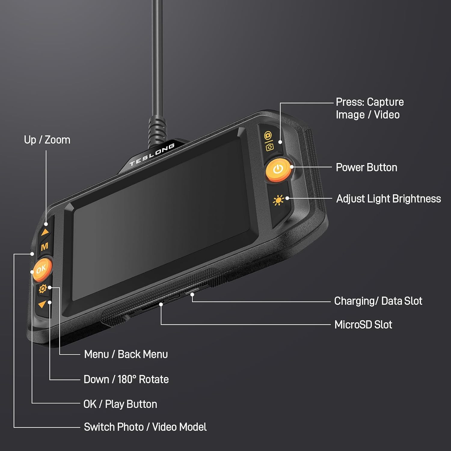 Teslong Endoscope Borescope with Light, Snake Inspection Camera for Automotive E