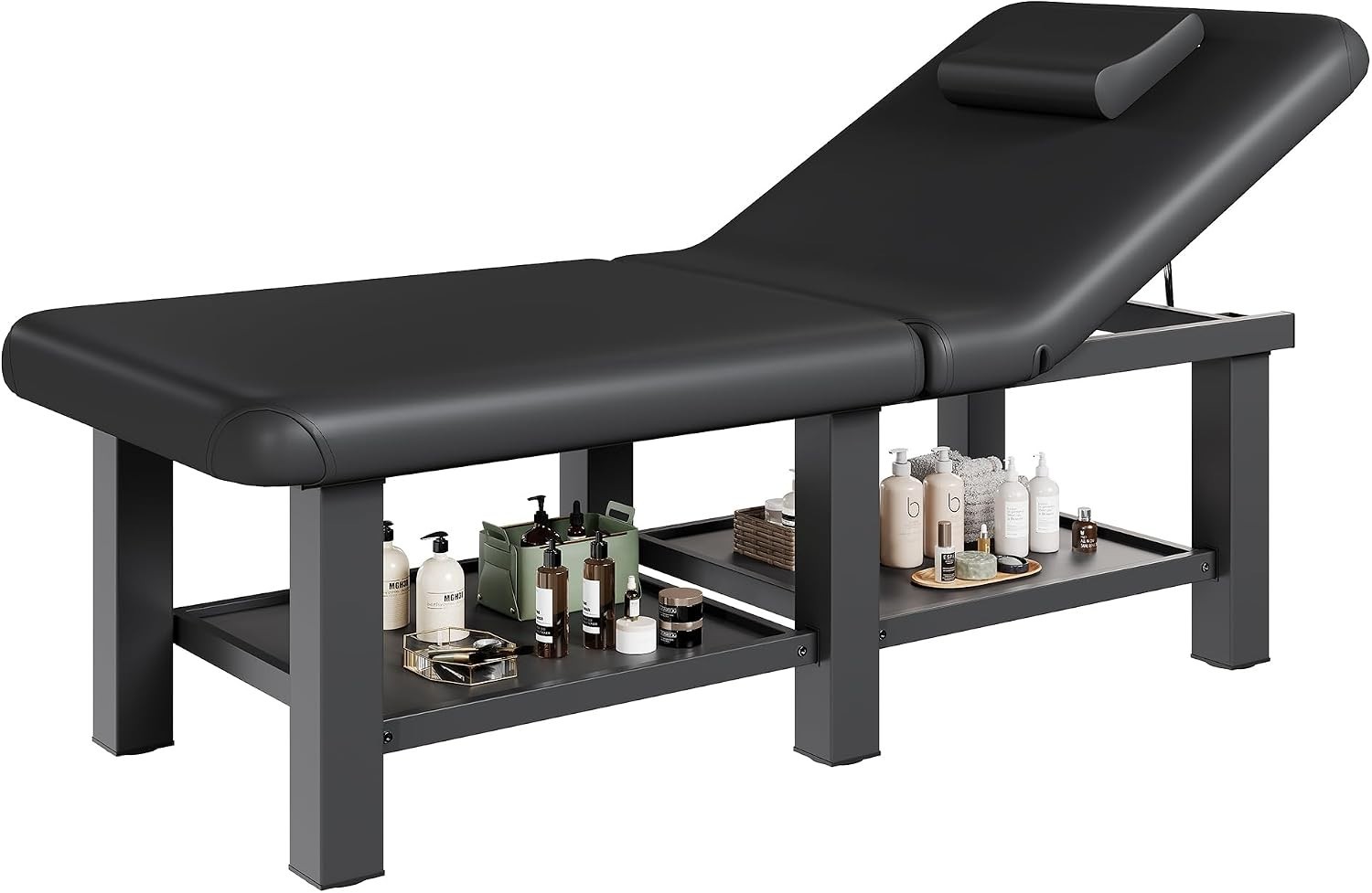 Stationary Massage Table Folding Bed with Backrest for Treatment Table Physic...