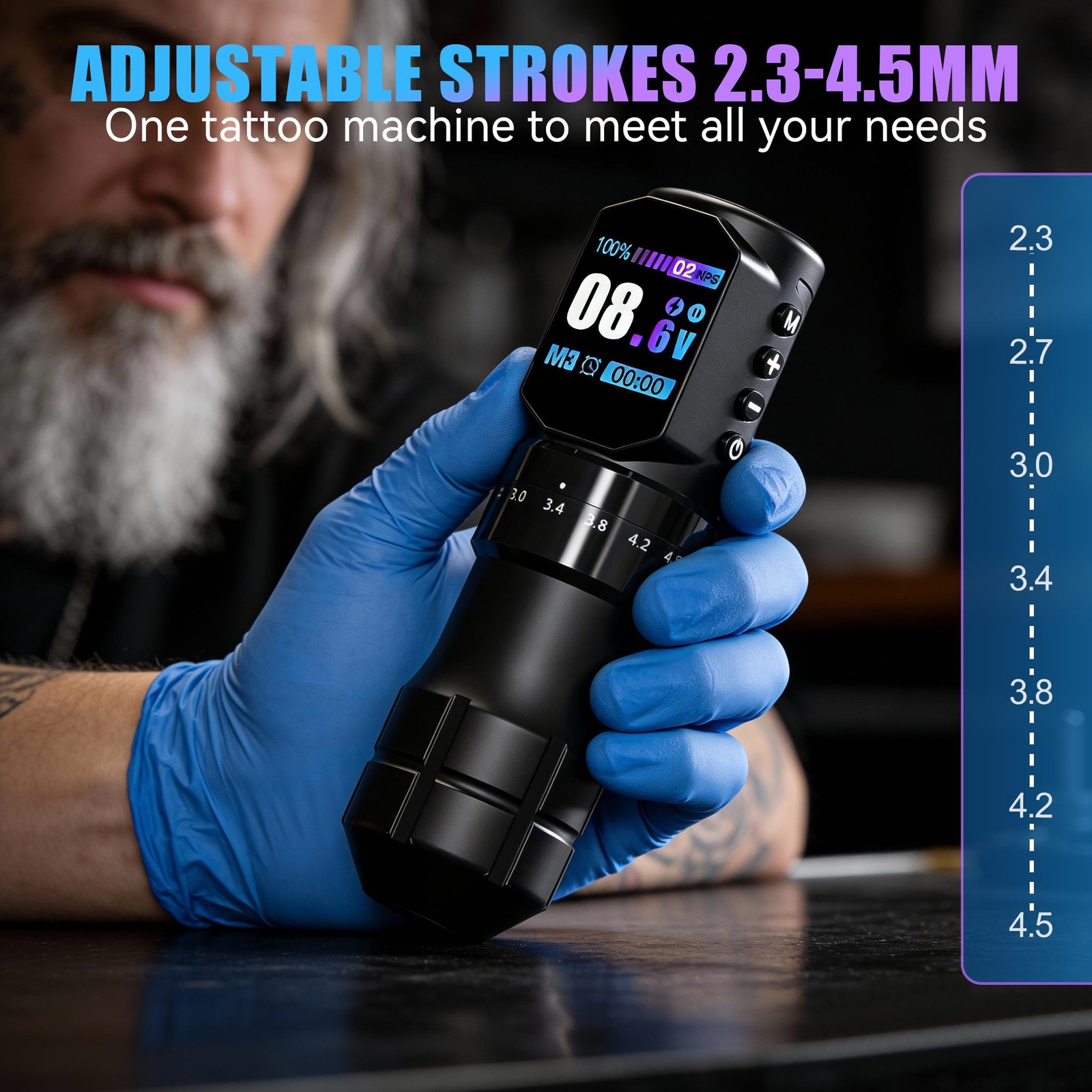 Professional Adjustable Stroke Tattoo Machine Wireless Tattoo Pen Coreless Brush
