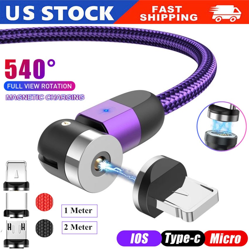 180°+360° Rotate Magnetic Charger Cable Phone Fast Charging Type C Micro USB IOS