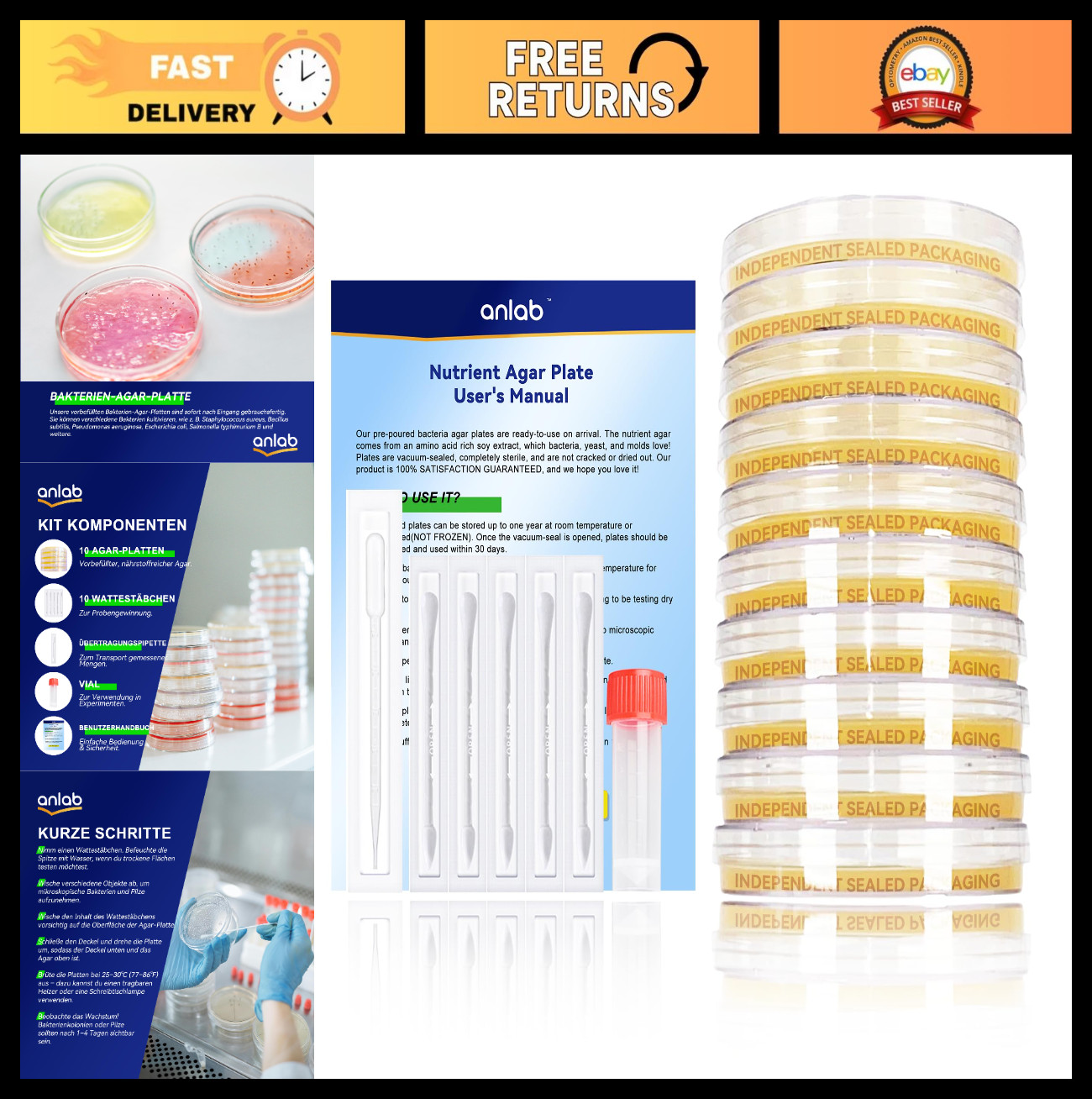 Pre-Poured Nutrient Agar Petri Dishes Kit | Science Experiments with Cotton Swab