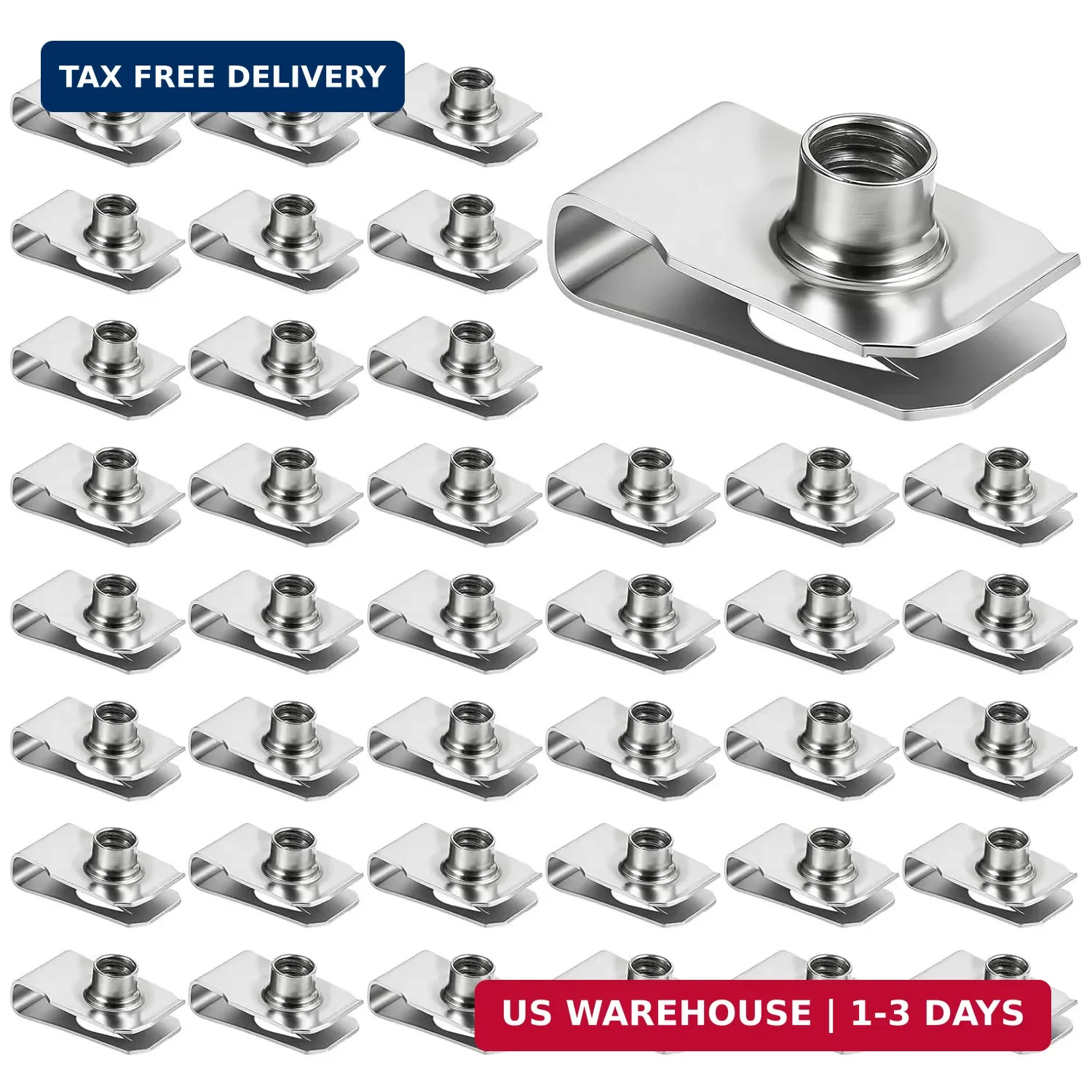 40 PCS 1/4"-20 Stainless Steel Regular Extruded U Nuts, U-Style Clip-On Nut...