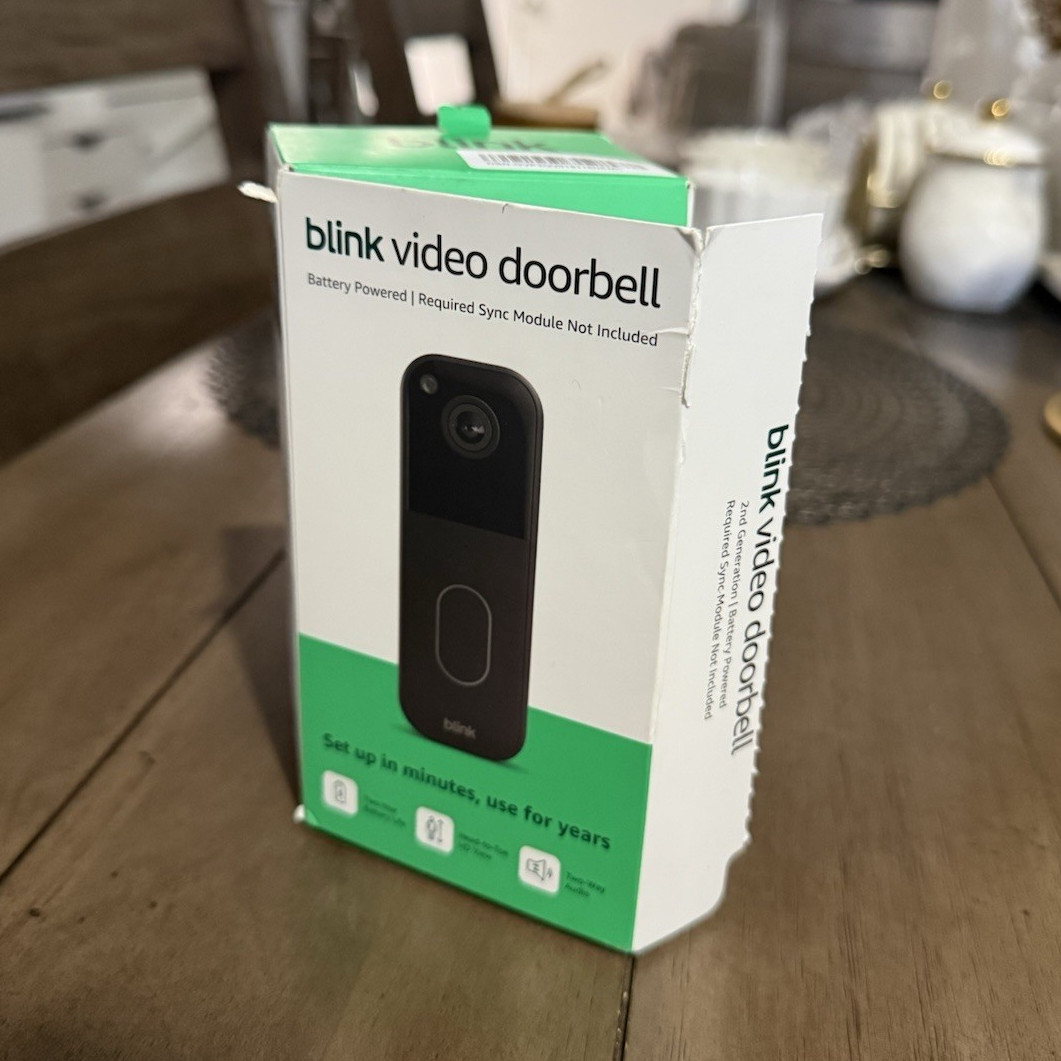 Blink Video Doorbell Black Wireless Battery Powered Wi-Fi, Alexa Compatible.