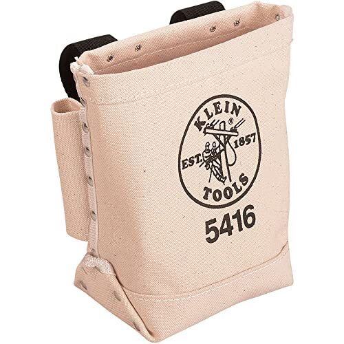 Klein Tools 5416 Tool Pouch, Small Tool Bag for Bolt Storage, 5 x 10 x 9"