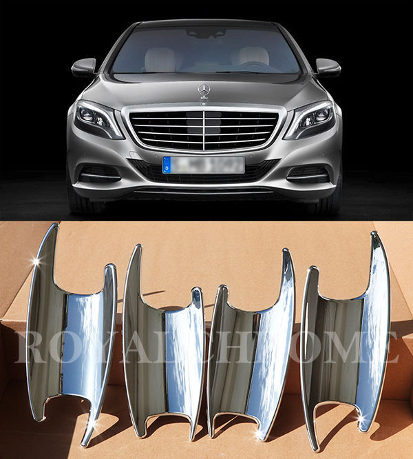 DELUXE x4 Door Handle Bucket Cups PREMIUM CHROME for Mercedes W222 S Class
