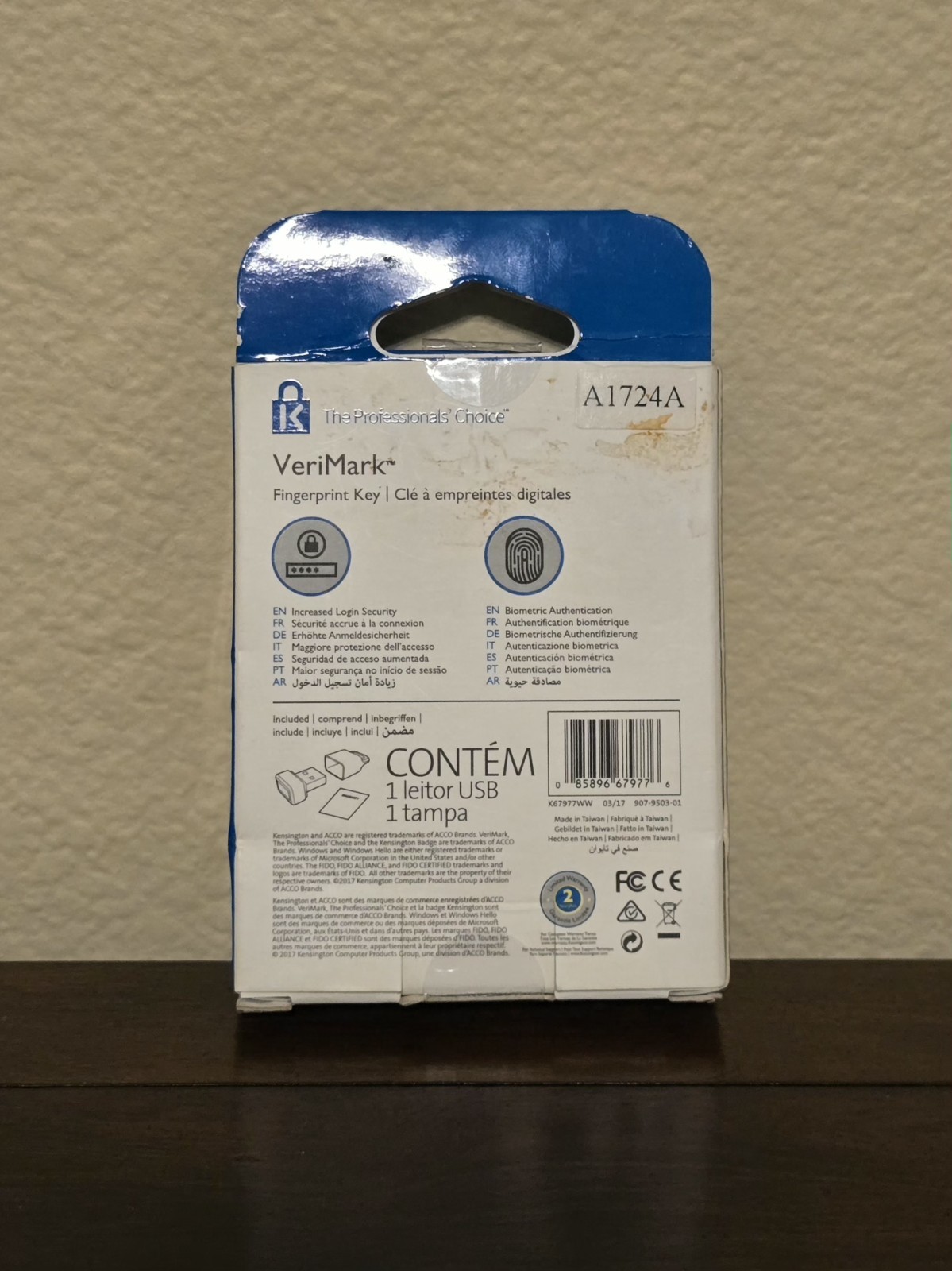 Kensington VeriMark USB-A Biometric Fingerprint Key Reader