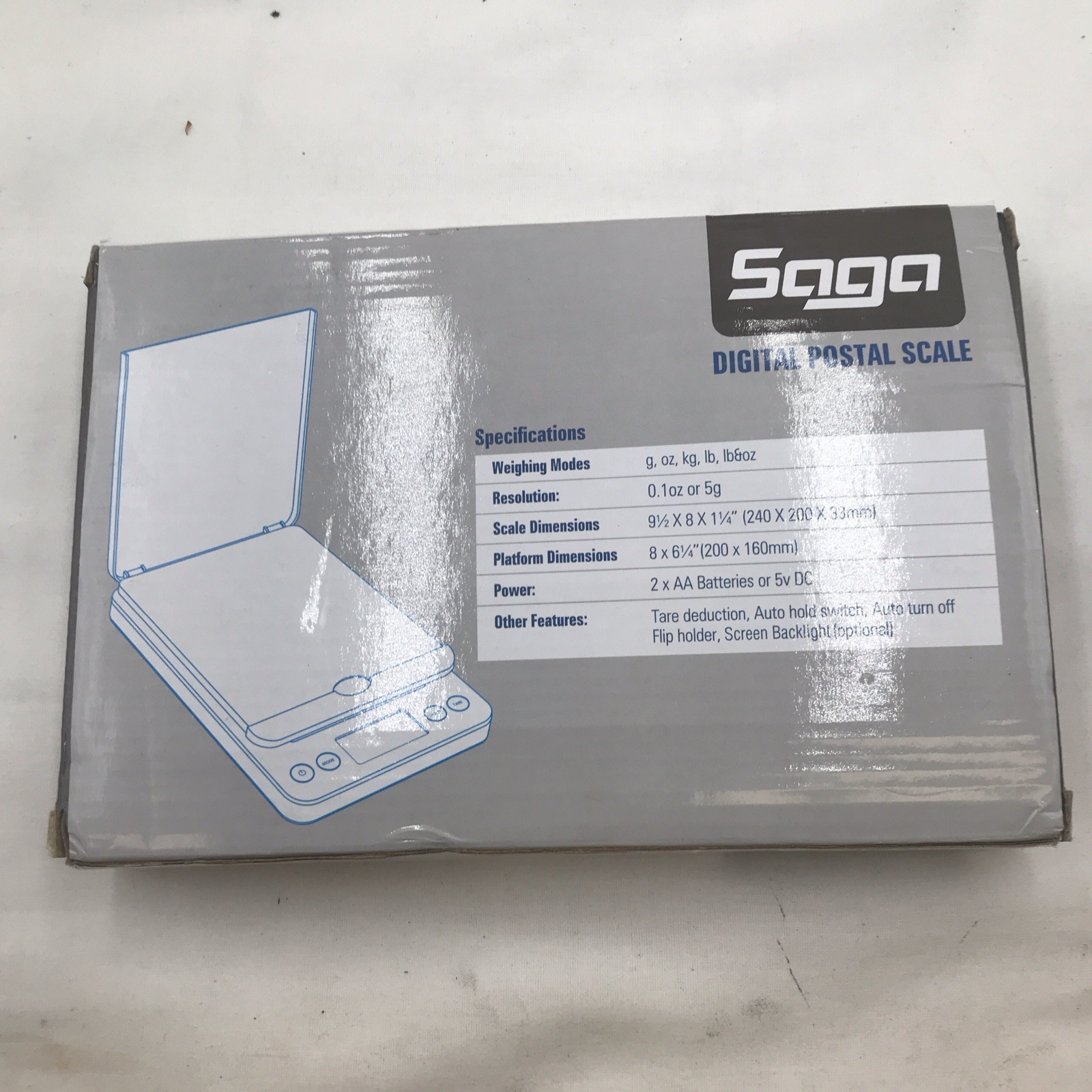 Saga Mercury BASIC Digital Postal Scale w/ Hold, Tare, Auto-Off, AC Adapter