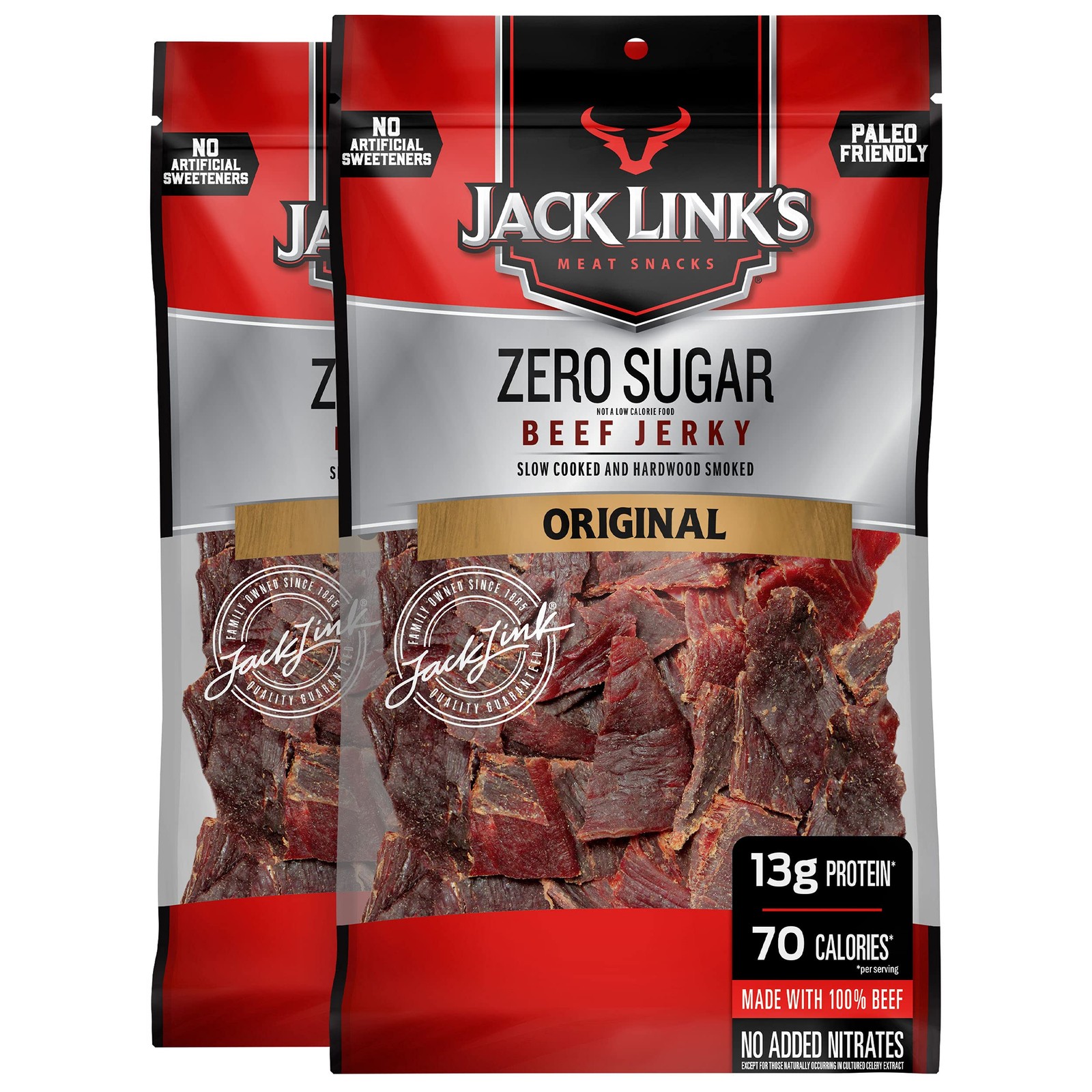 Original Zero Sugar Beef Jerky - (2 Pack) 7.3 oz Bag - Ready to Eat Protein S...
