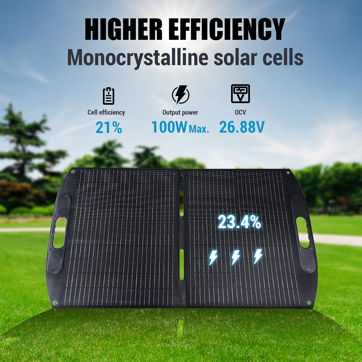 100W 200W Solar Panel Foldable 12V Mono ETFE Solar Panel for RV Caravan Boat