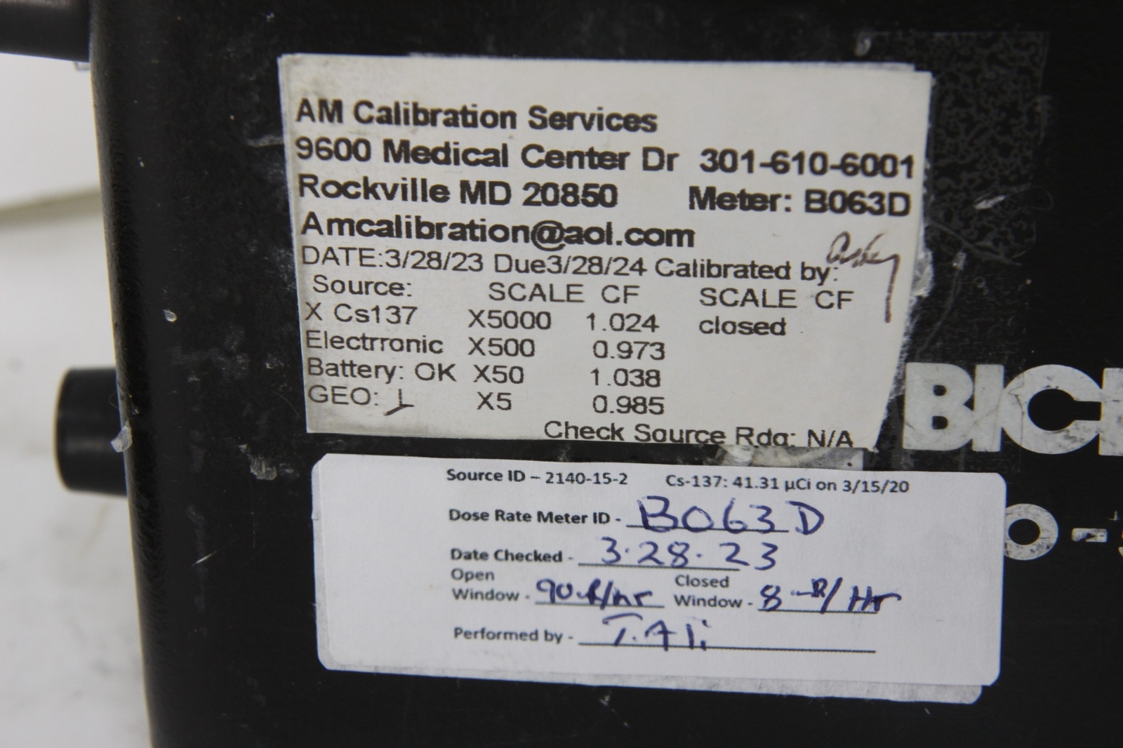 BICRON RSO-50 E ION CHAMBER / SURVER METER RADIATION METER