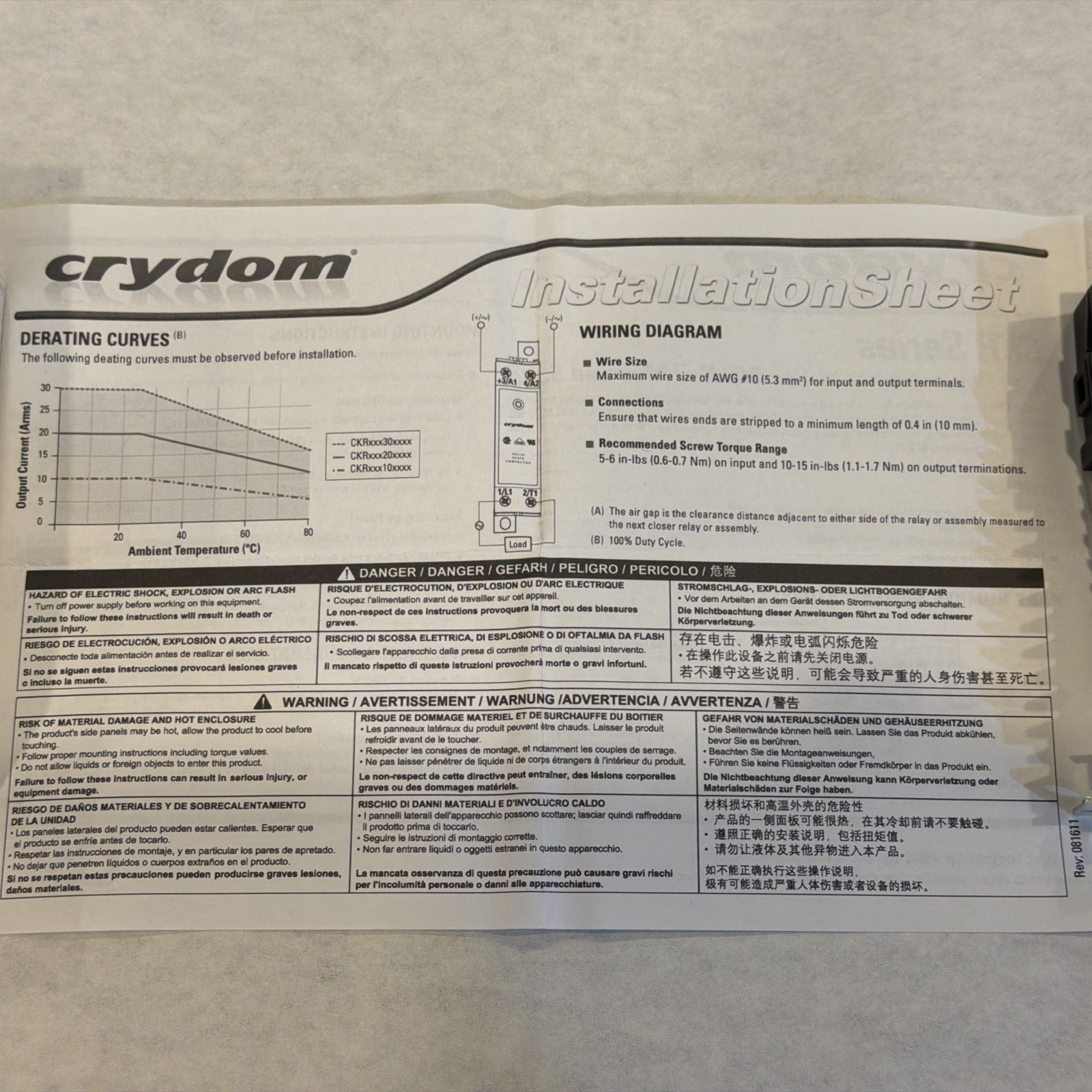 Crydom CKRA2420-10 Solid State Relay 240Volt 20A