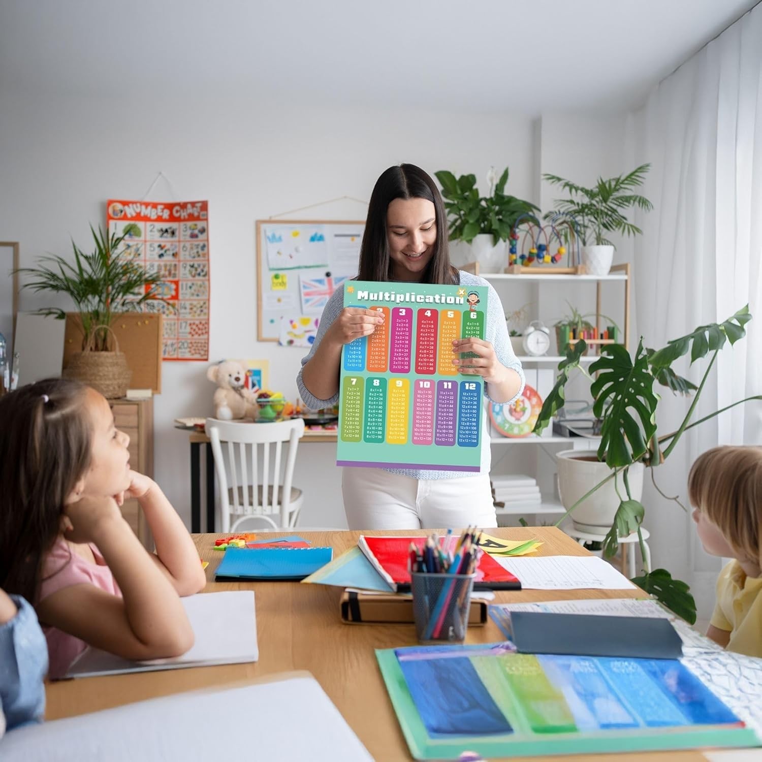 Bright and Fun Math Posters: 17"x22" Charts for Addition, Subtraction & More