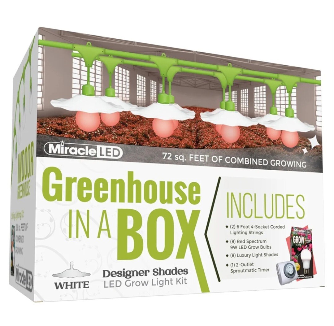 Miracle LED Greenhouse in a Box Grow Kit Indoor Plants - 8 Red Spectrum & Plugs