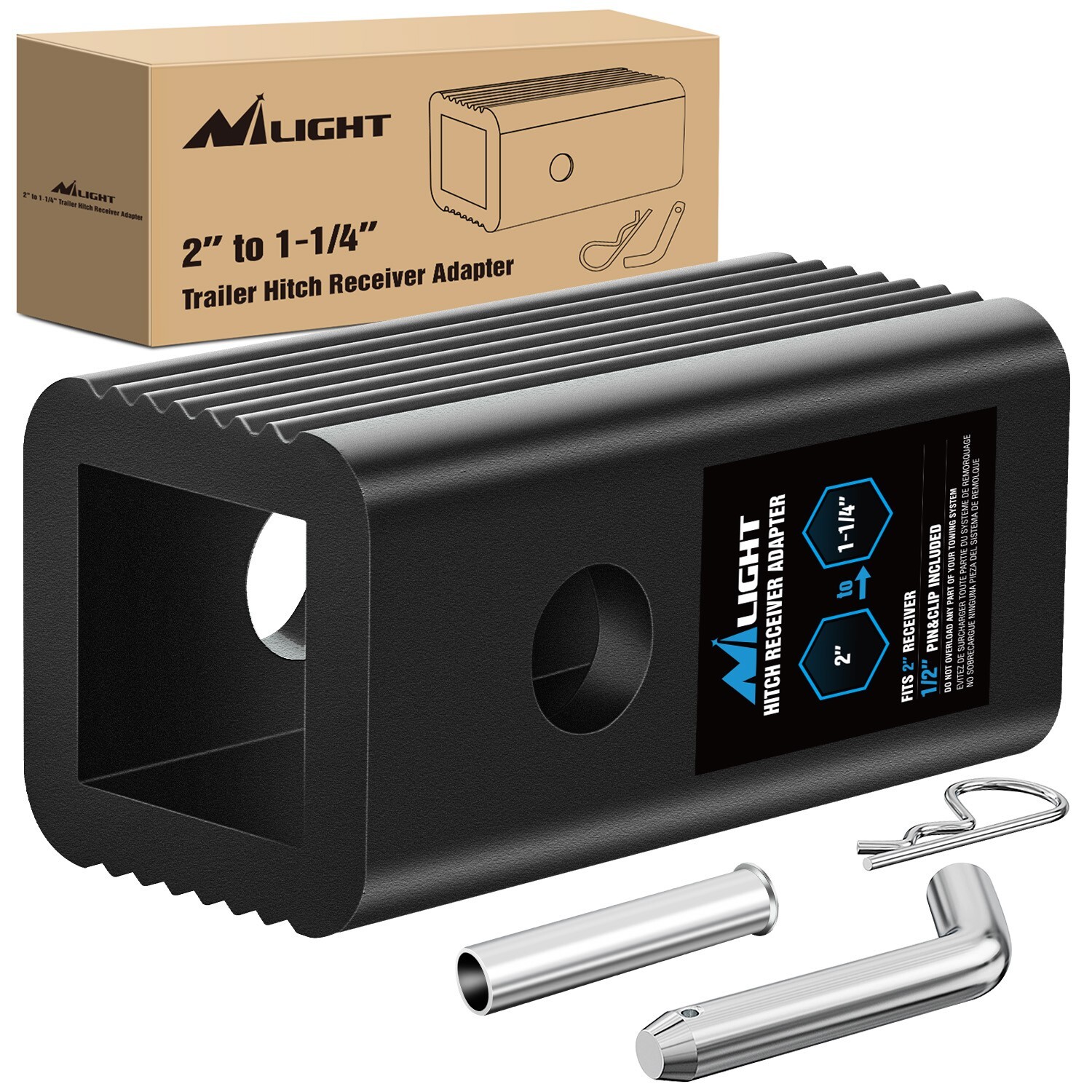 Nilight Trailer Hitch Receiver 2 to 1-1/4 Inch Sleeve Convertor Receiver