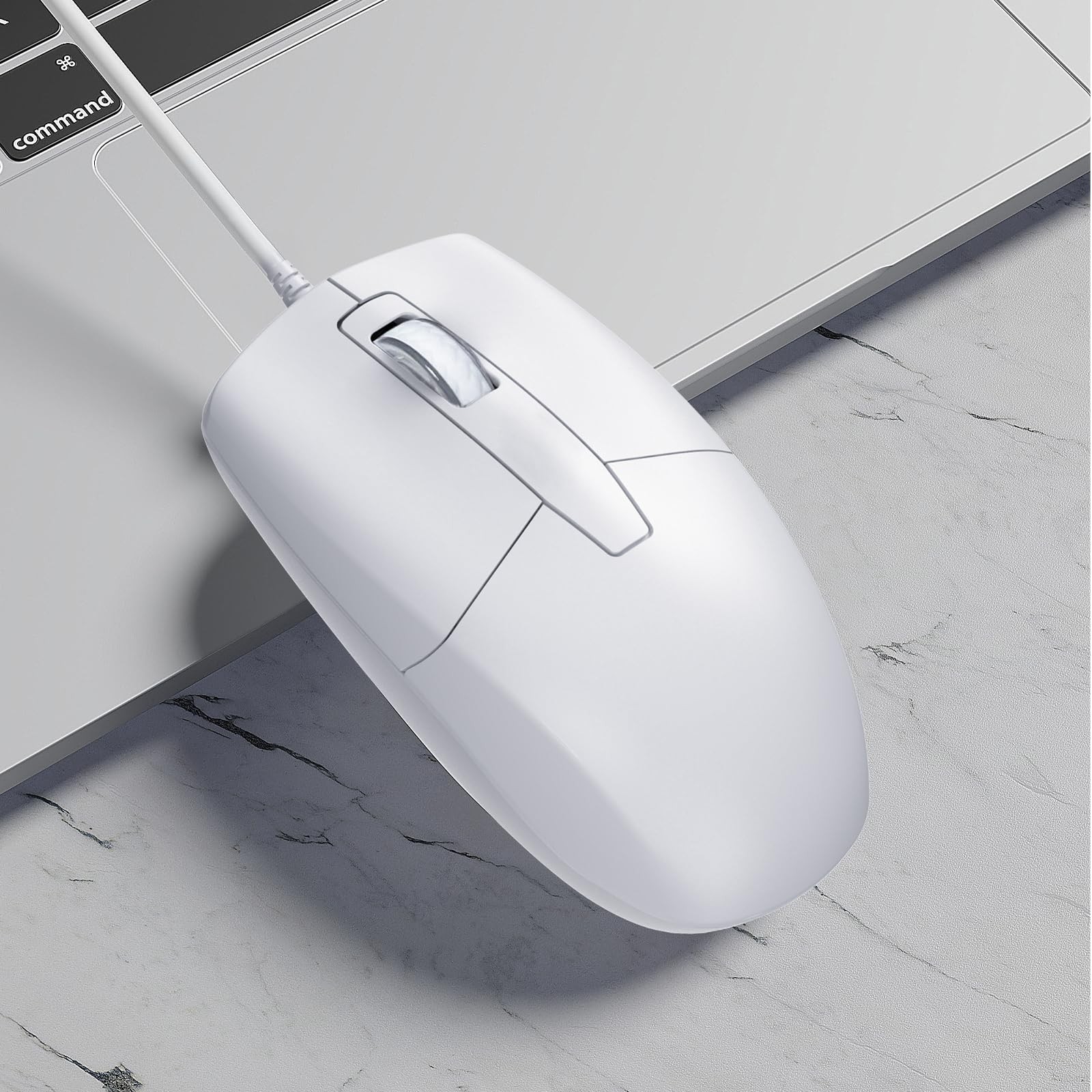 LOONASA USB C Wired Mouse, Type C Optical Portable Silent WiredWhite