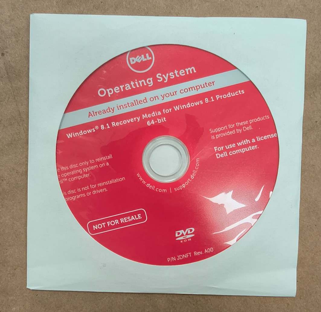 Dell Windows 8.1 64 Bit Recovery Media DVD Sealed Genuine RGH4G Operating System