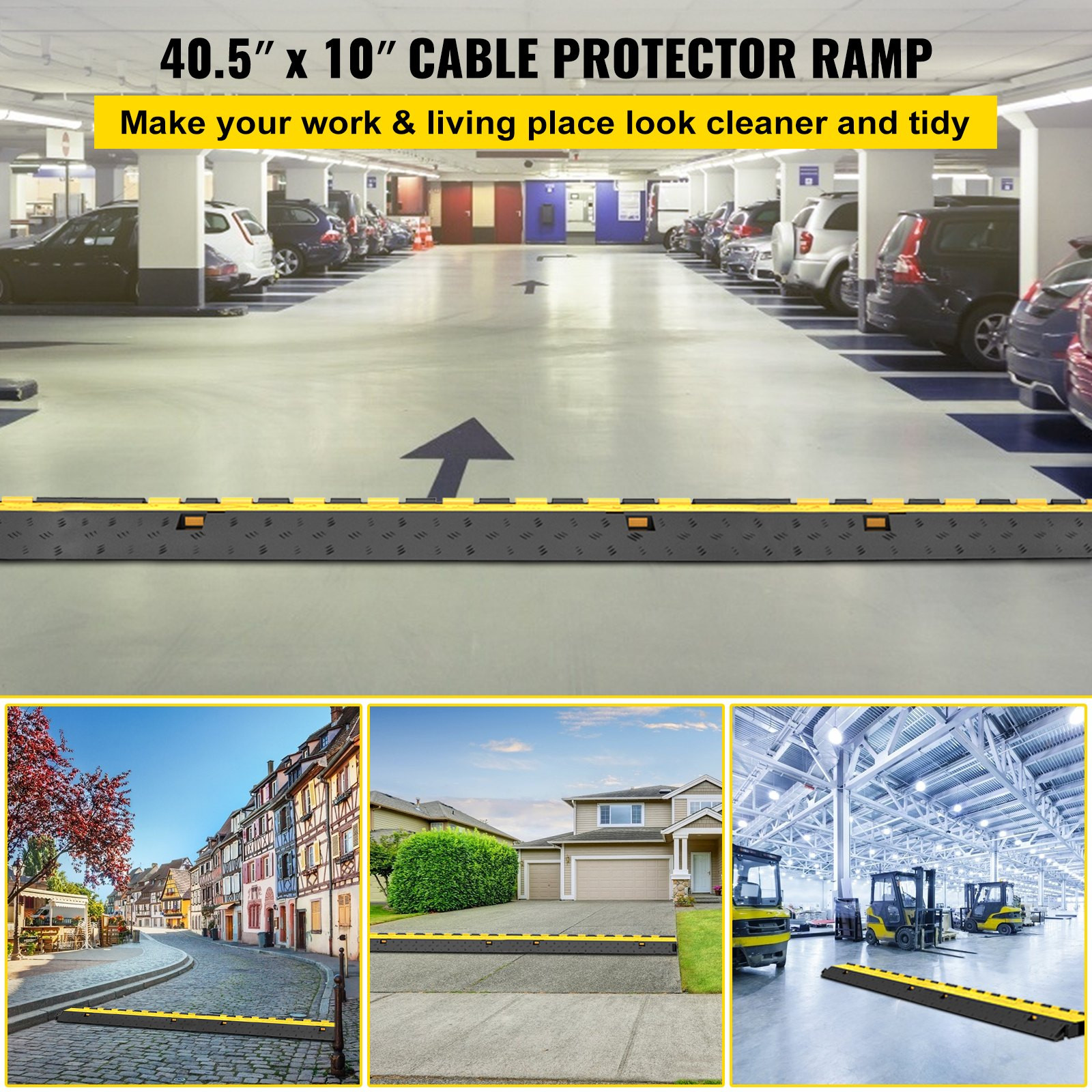 5 Pack Rubber Cable Protector Ramp 2 Channel Heavy Duty 66, 000 lbs)