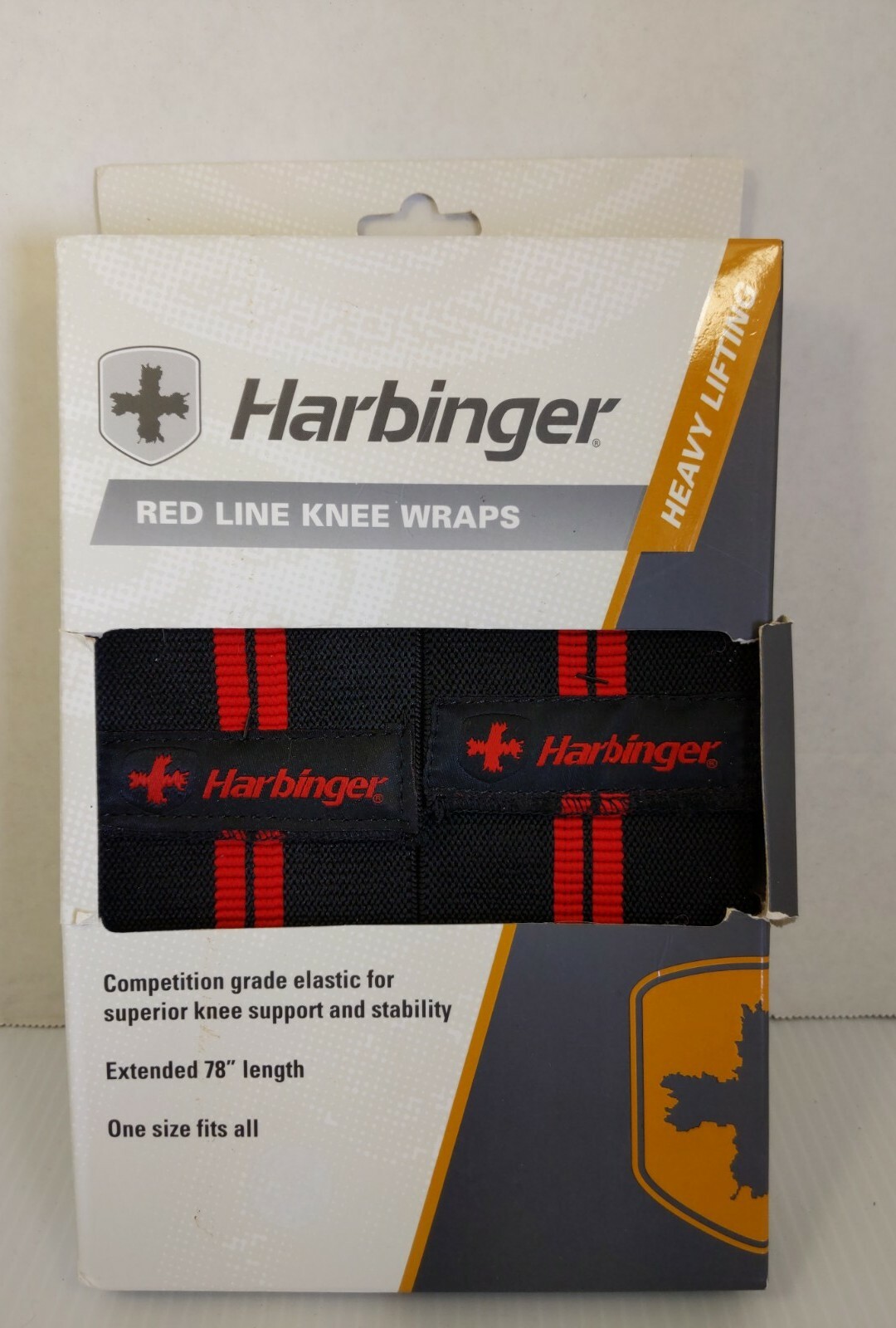 Harbinger Red Line Weightlifting Knee Wraps Competition Grade Extended 78" Long