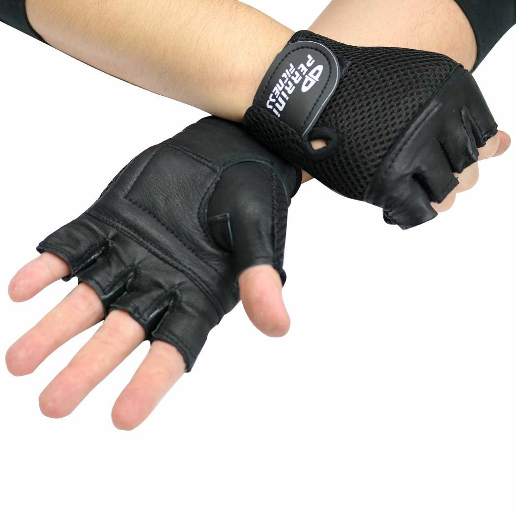 Small Fingerless Gloves Black Leather Working Out Weight Lifting Gym Wheelchair