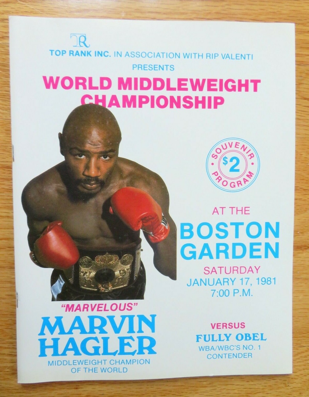 81 WORLD MIDDLEWEIGHT Championship Program MARVELOUS MARVIN HAGLER vs FULLY OBEL