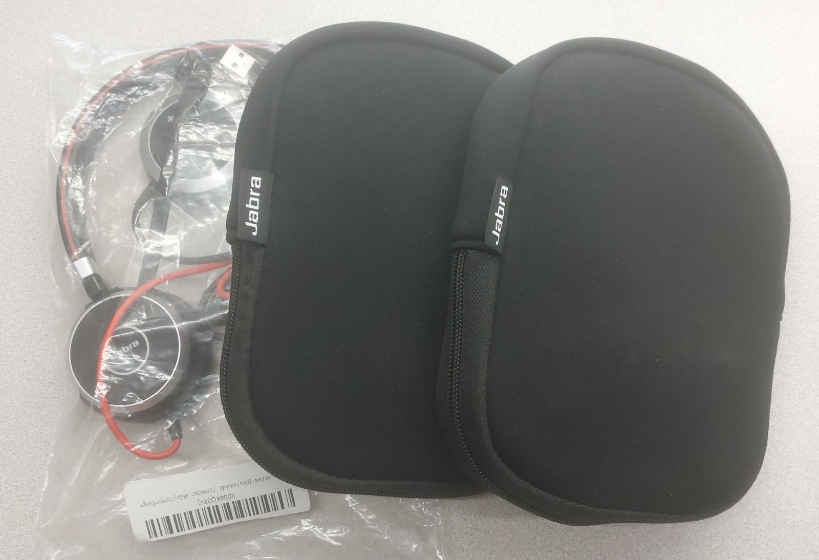 Lot of 3 - Jabra Evolve 40 wired stereo USB headsets - HSC017 headsets w/ ENC010