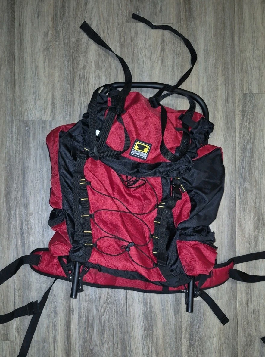 Mountainsmith External Frame Backpack Red Black Hiking Camping Pack Aluminum...