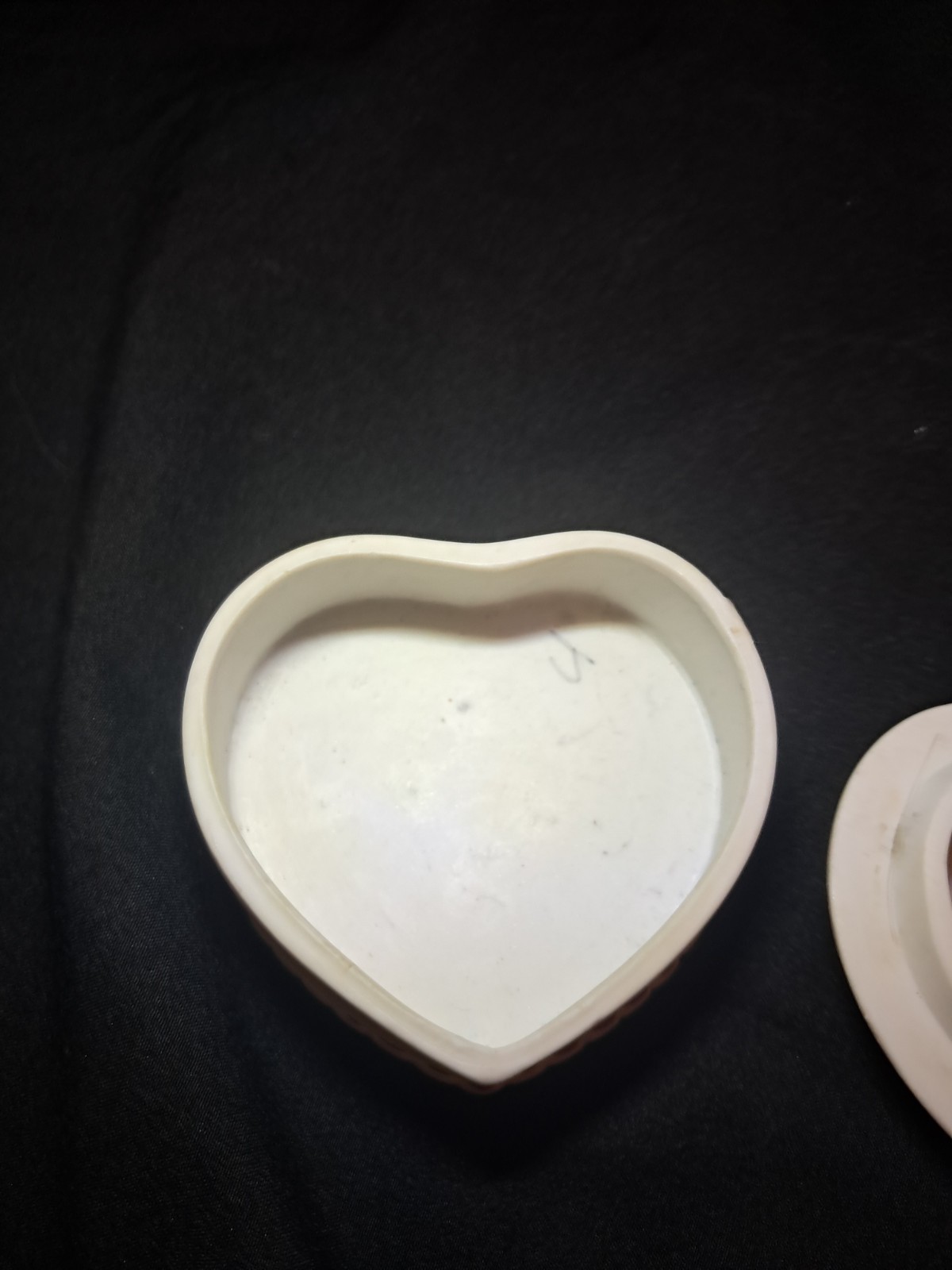 Porcelain Heart Shaped Trinket Box Cherub